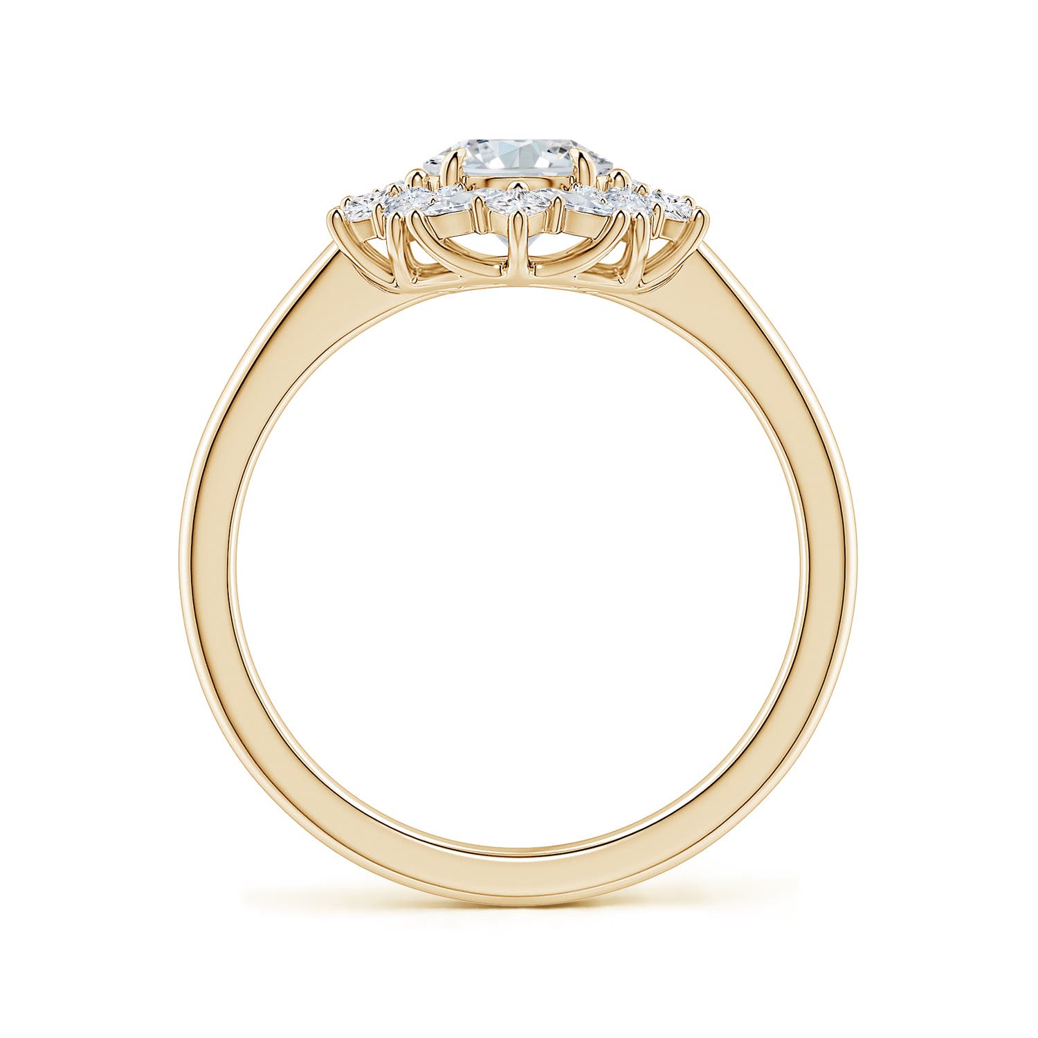 7.7x5.7mm FGVS Oval Lab-Grown Diamond Multi-Shape Ornate Halo Engagement Ring in 18K Yellow Gold
