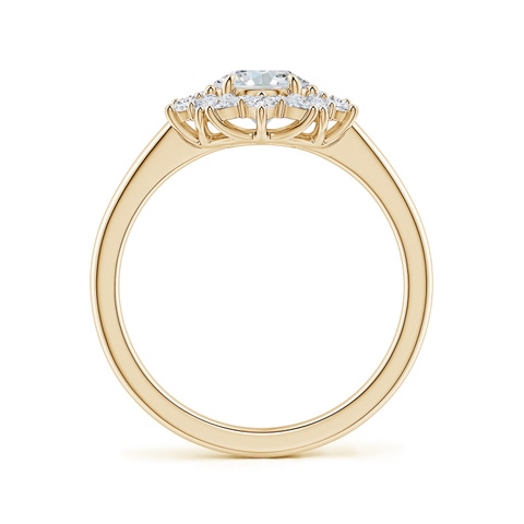 7.7x5.7mm FGVS Oval Lab-Grown Diamond Multi-Shape Ornate Halo Engagement Ring in 18K Yellow Gold