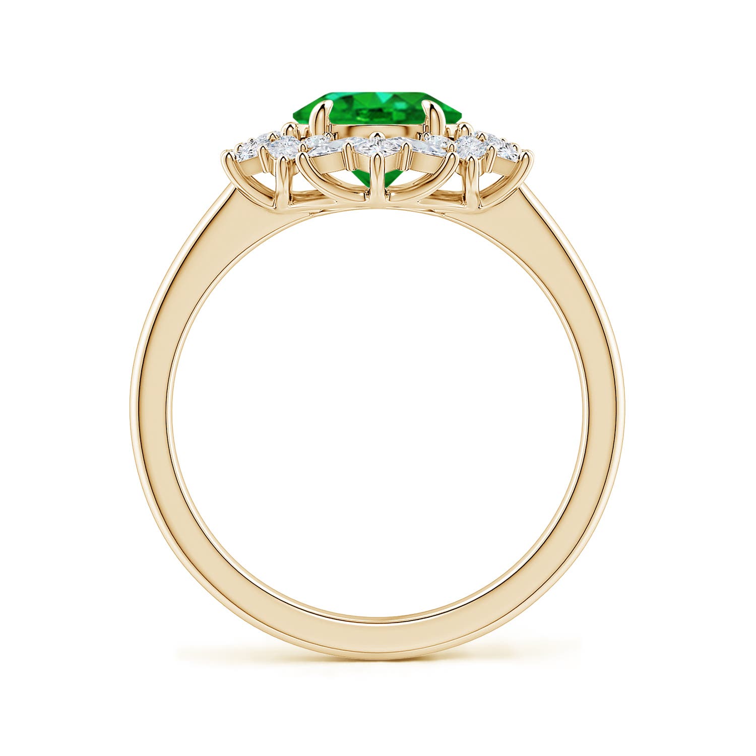 9x7mm Labgrown Oval Lab-Grown Emerald Multi-Shape Ornate Halo Engagement Ring in Yellow Gold