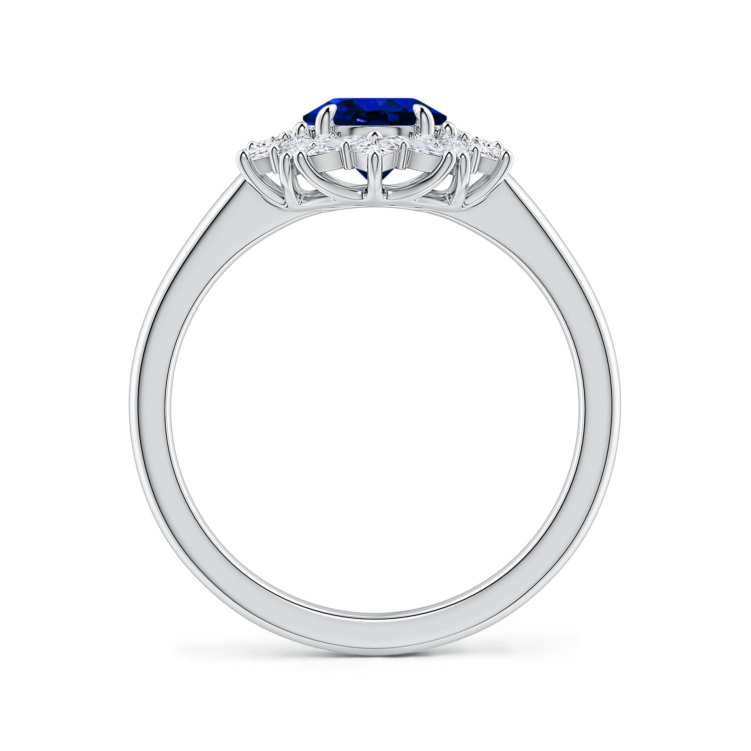 8x6mm Labgrown Oval Lab-Grown Blue Sapphire Multi-Shape Ornate Halo Engagement Ring in 18K White Gold