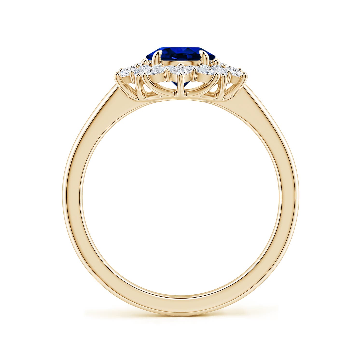 8x6mm Labgrown Oval Lab-Grown Blue Sapphire Multi-Shape Ornate Halo Engagement Ring in Yellow Gold