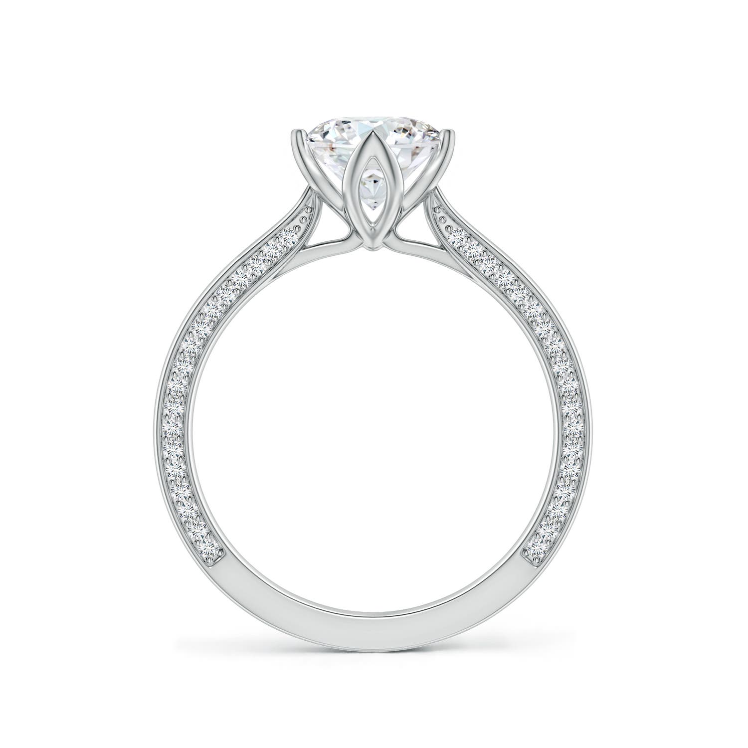 6.5mm FGVS Round Lab-Grown Diamond Engagement Ring with Hidden Accents in 18K White Gold