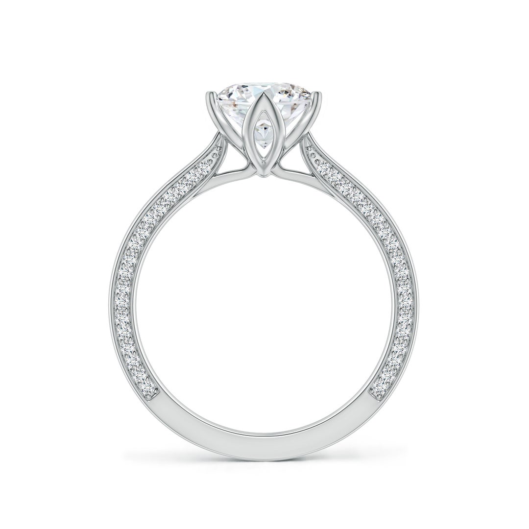 6.5mm FGVS Round Lab-Grown Diamond Engagement Ring with Hidden Accents in White Gold - side 4