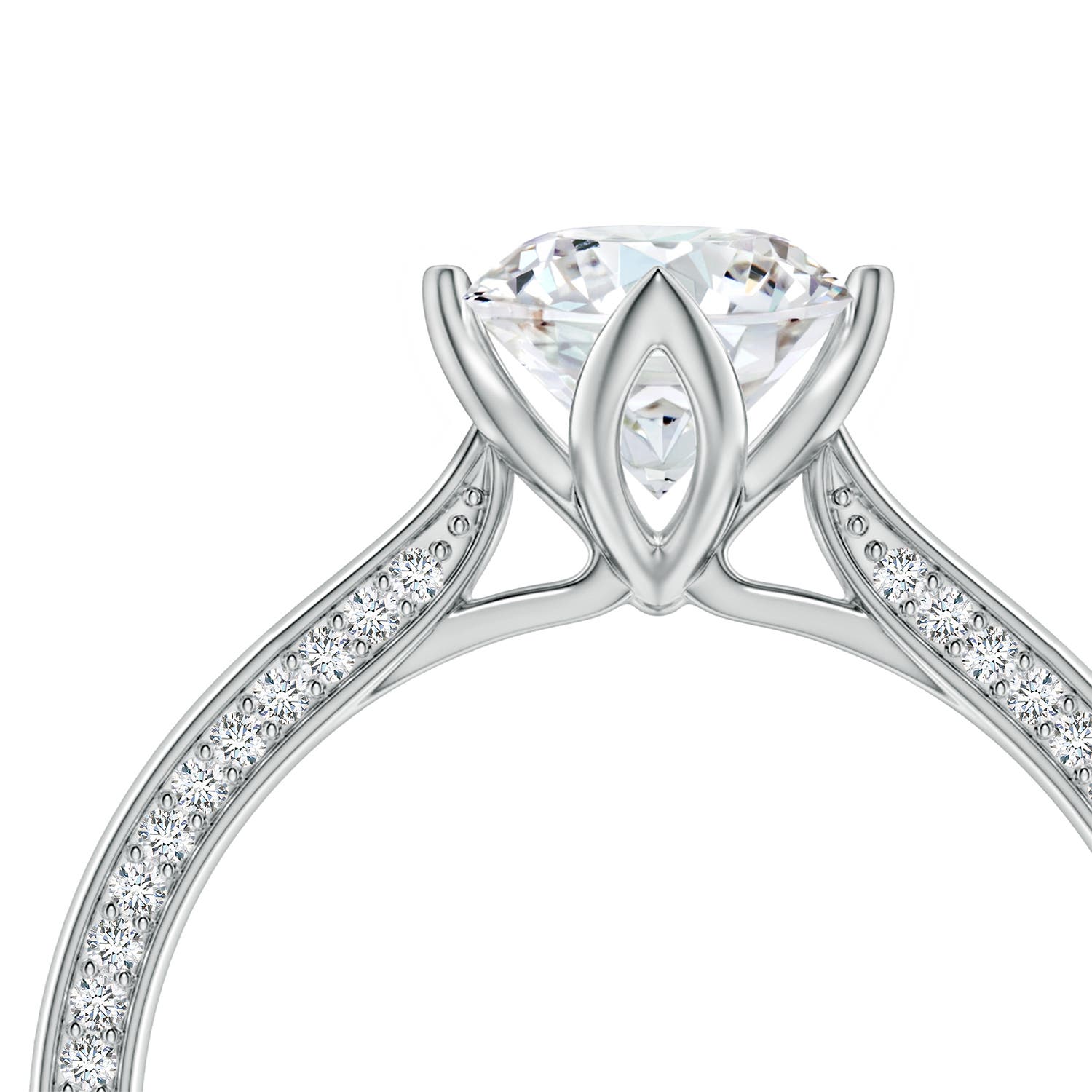 6.5mm FGVS Round Lab-Grown Diamond Engagement Ring with Hidden Accents in White Gold - side 6