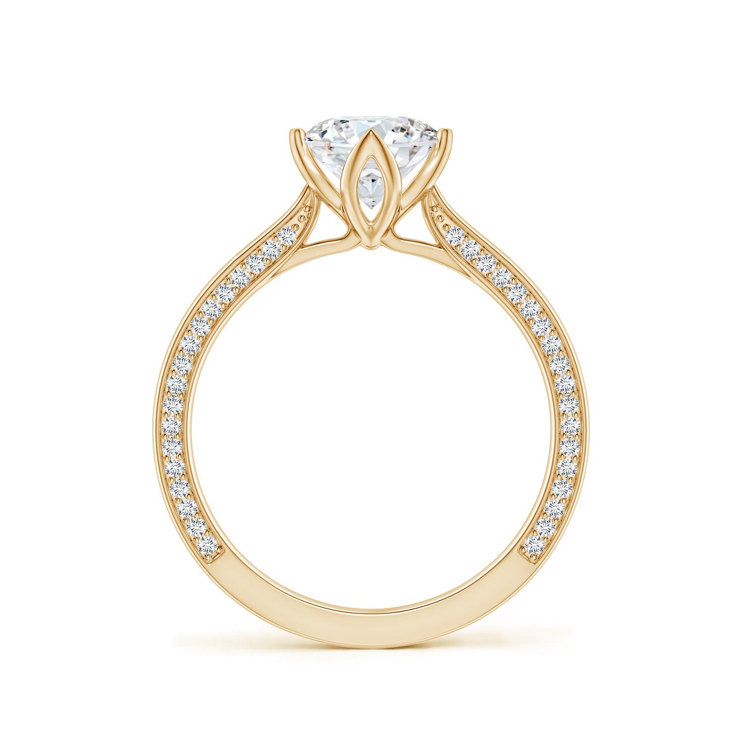 6.5mm FGVS Round Lab-Grown Diamond Engagement Ring with Hidden Accents in Yellow Gold