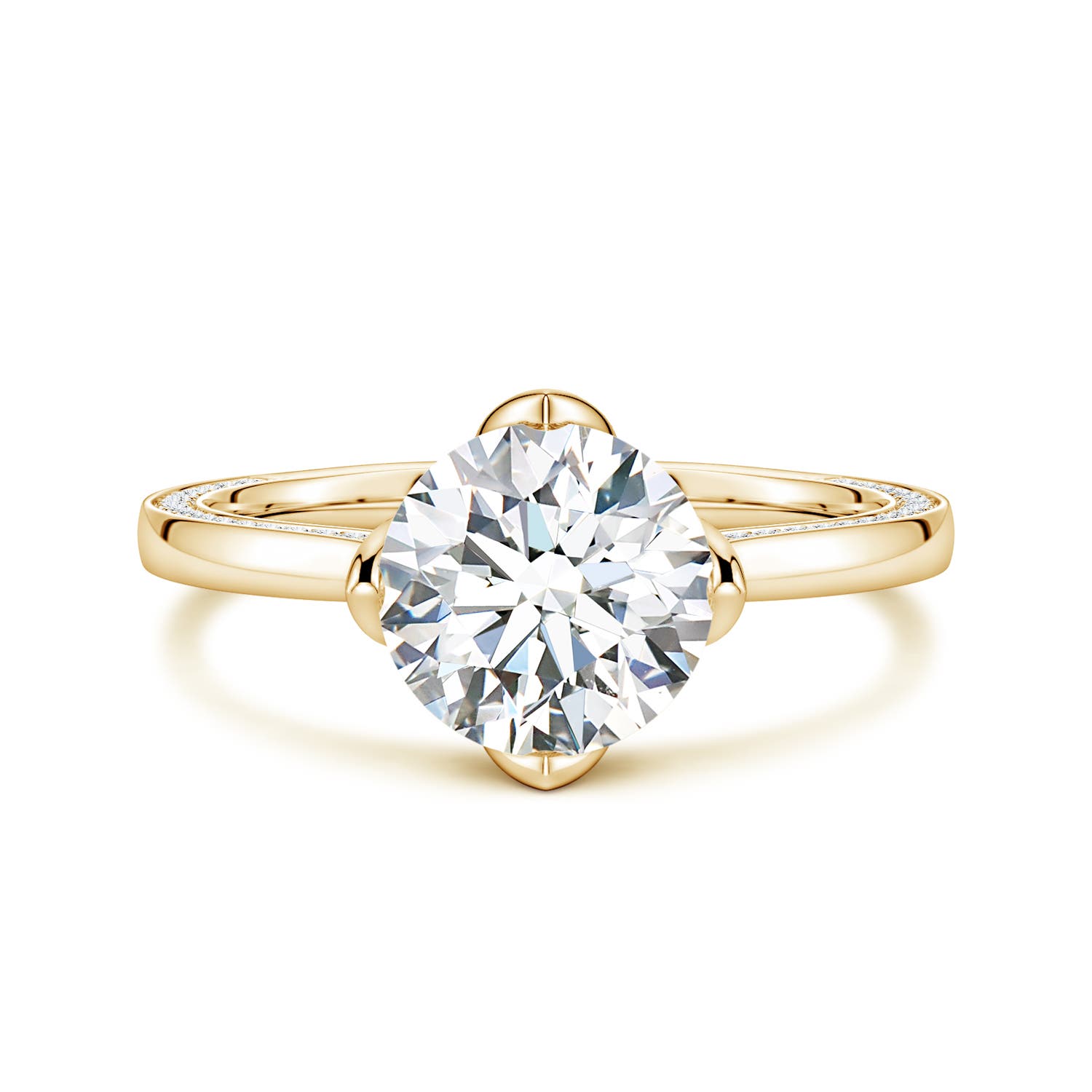 8mm FGVS Round Lab-Grown Diamond Engagement Ring with Hidden Accents in 18K Yellow Gold