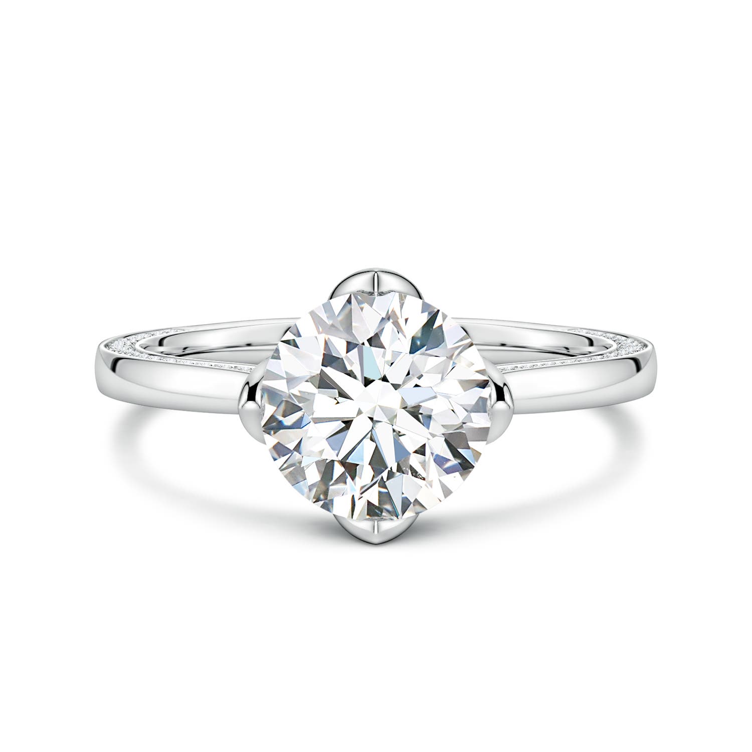 8mm FGVS Round Lab-Grown Diamond Engagement Ring with Hidden Accents in White Gold