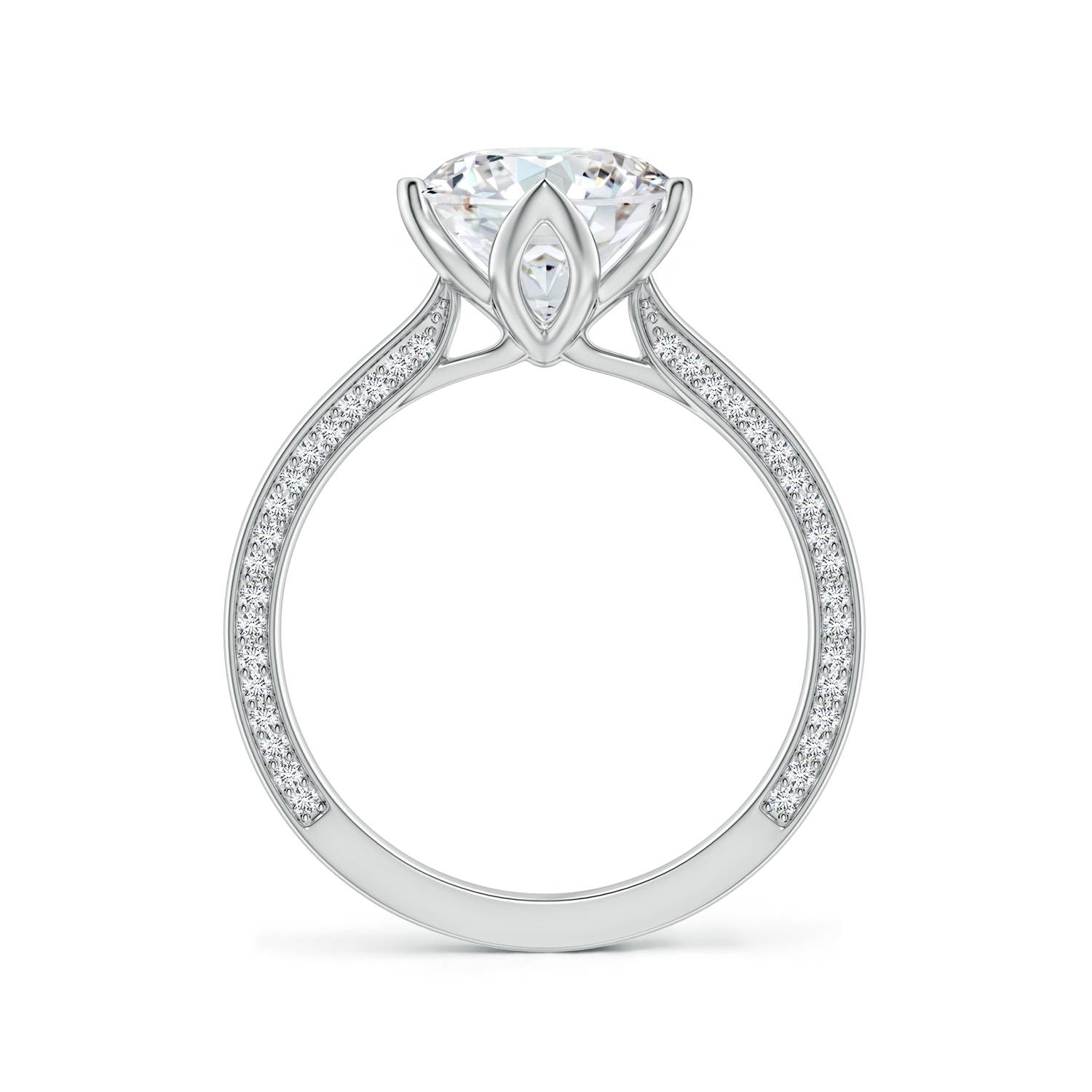 8mm FGVS Round Lab-Grown Diamond Engagement Ring with Hidden Accents in White Gold