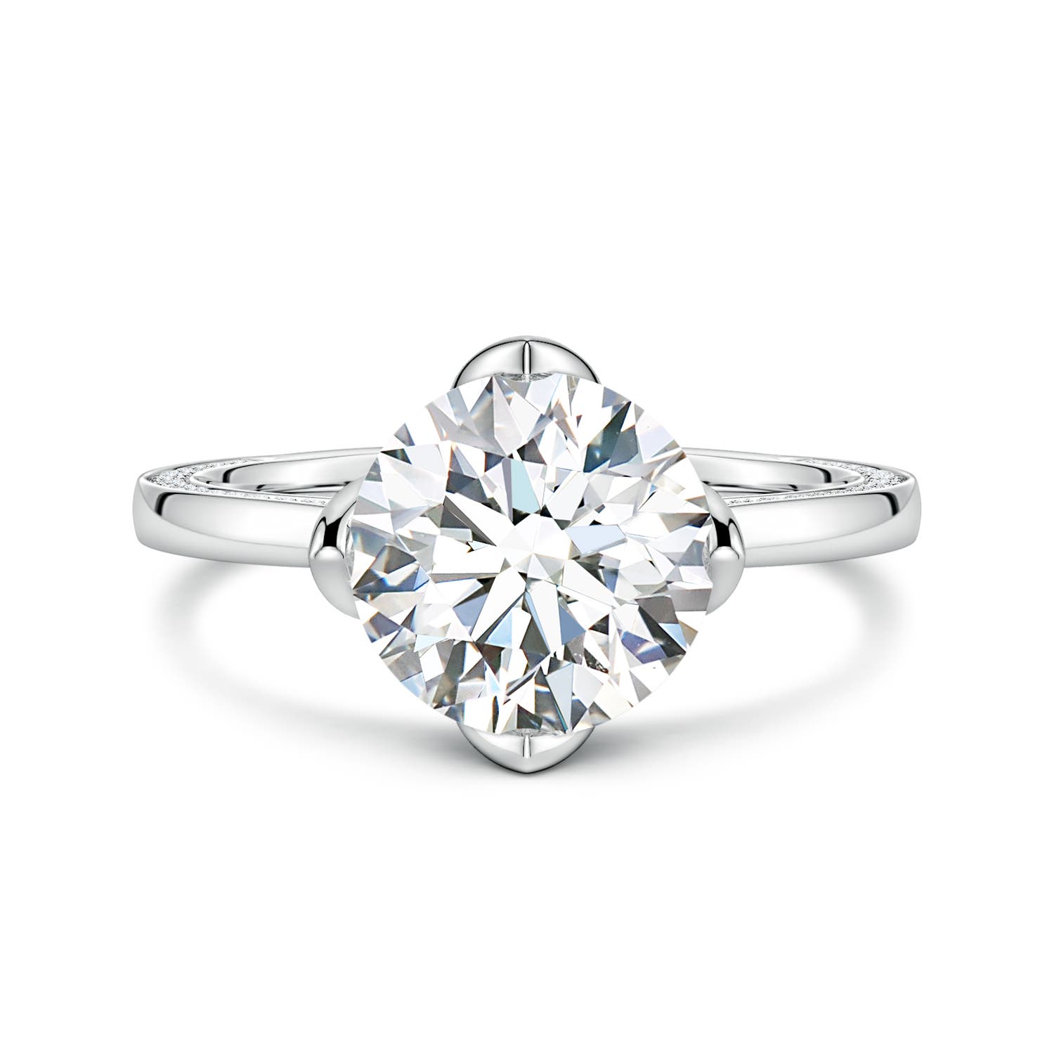 9.2mm FGVS Round Lab-Grown Diamond Engagement Ring with Hidden Accents in White Gold