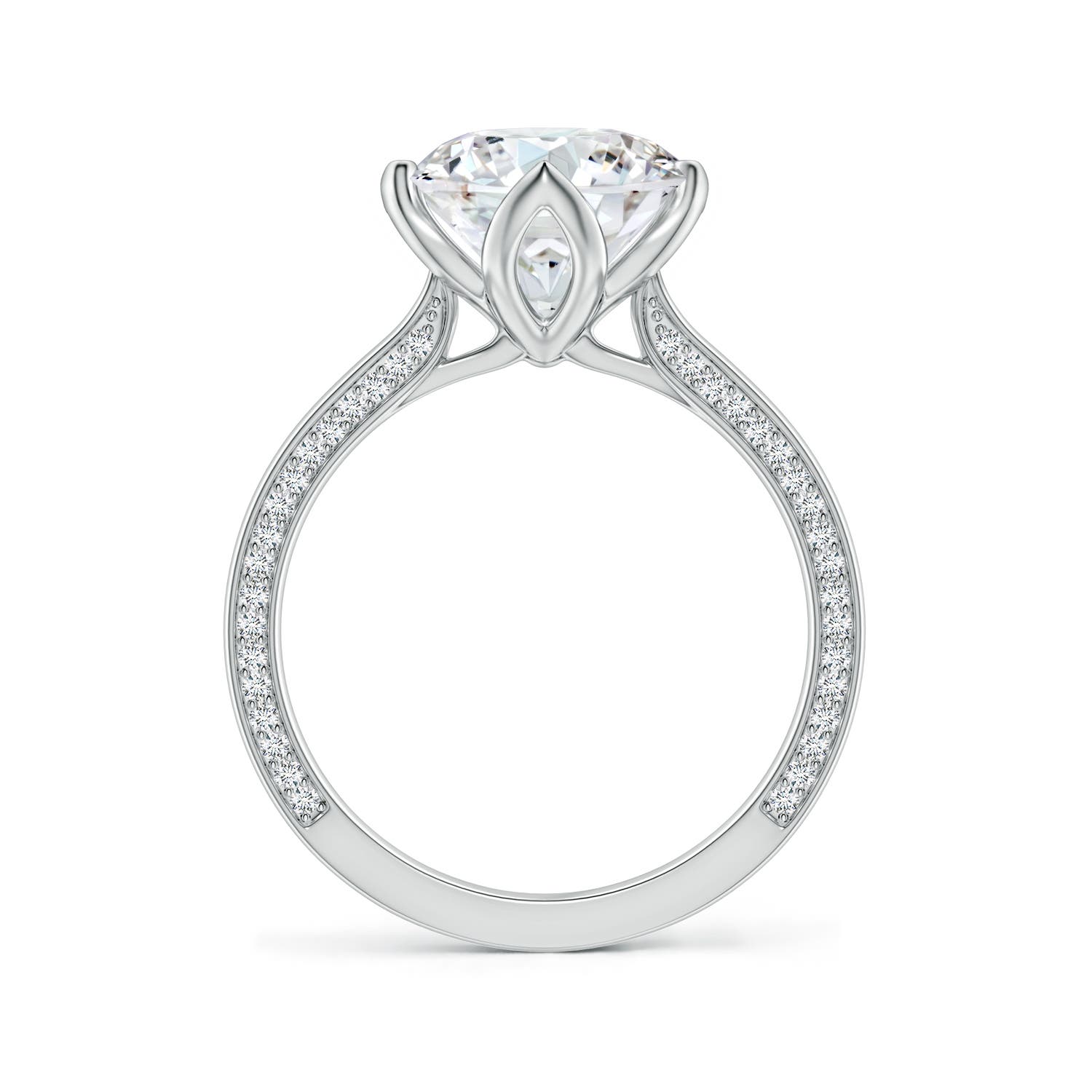 9.2mm FGVS Round Lab-Grown Diamond Engagement Ring with Hidden Accents in White Gold