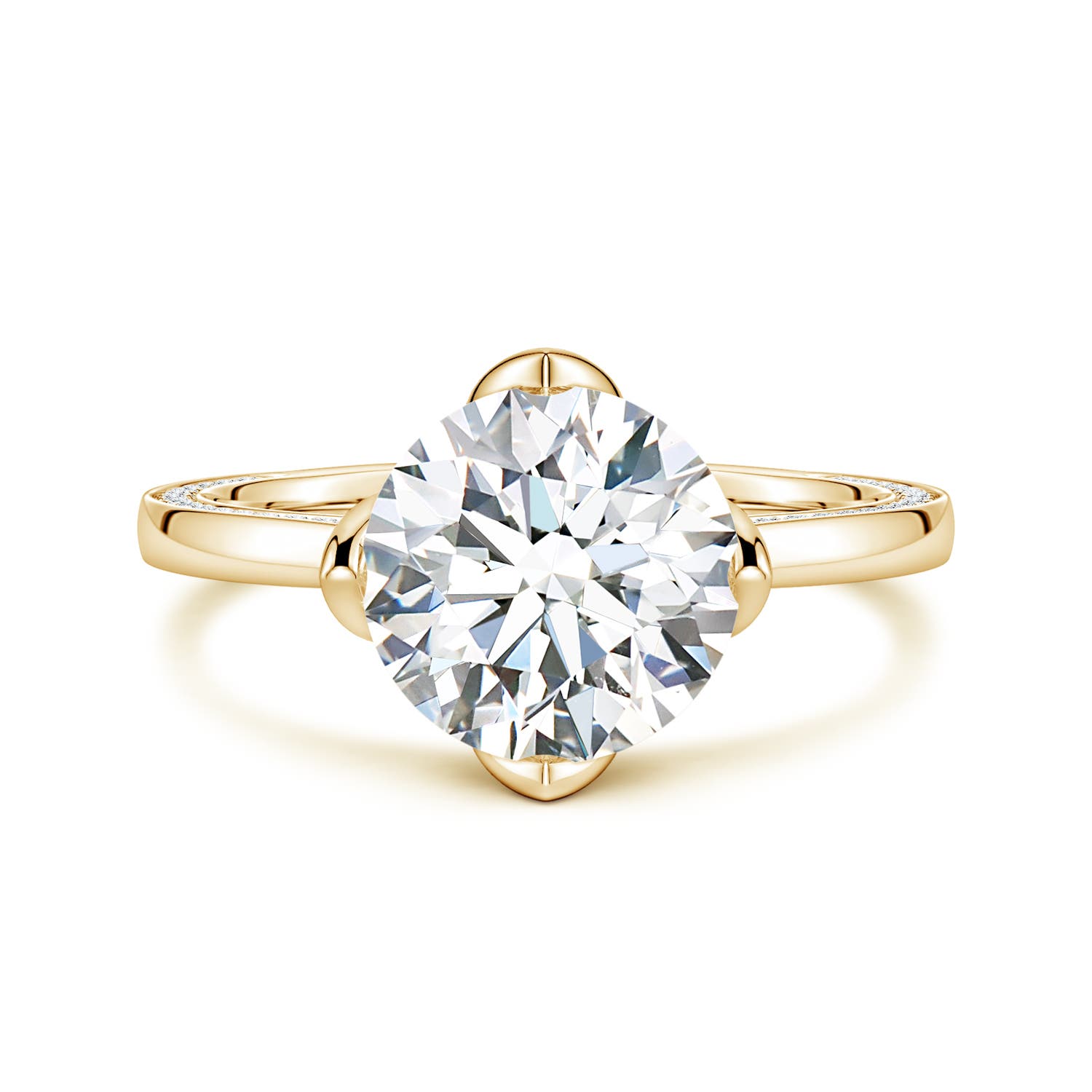 9.2mm FGVS Round Lab-Grown Diamond Engagement Ring with Hidden Accents in Yellow Gold
