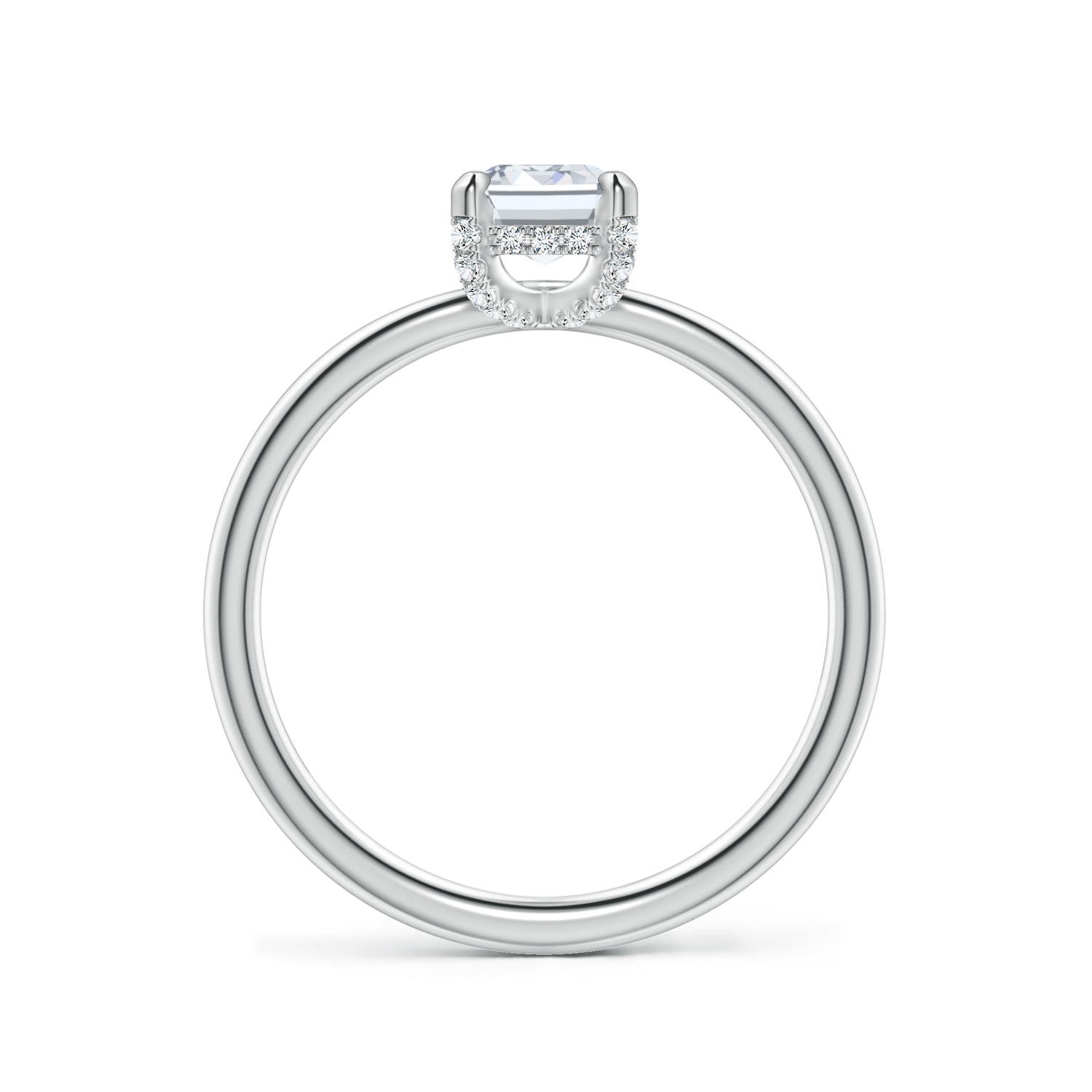 7x5mm FGVS Emerald-Cut Lab-Grown Diamond Engagement Ring with Hidden Halo in 18K White Gold