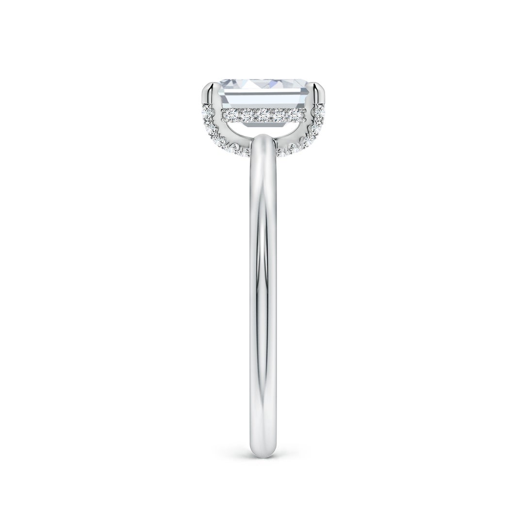 7x5mm FGVS Emerald-Cut Lab-Grown Diamond Engagement Ring with Hidden Halo in White Gold - side 5