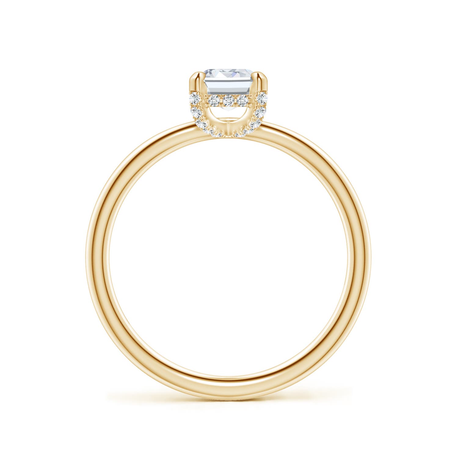 7x5mm FGVS Emerald-Cut Lab-Grown Diamond Engagement Ring with Hidden Halo in Yellow Gold