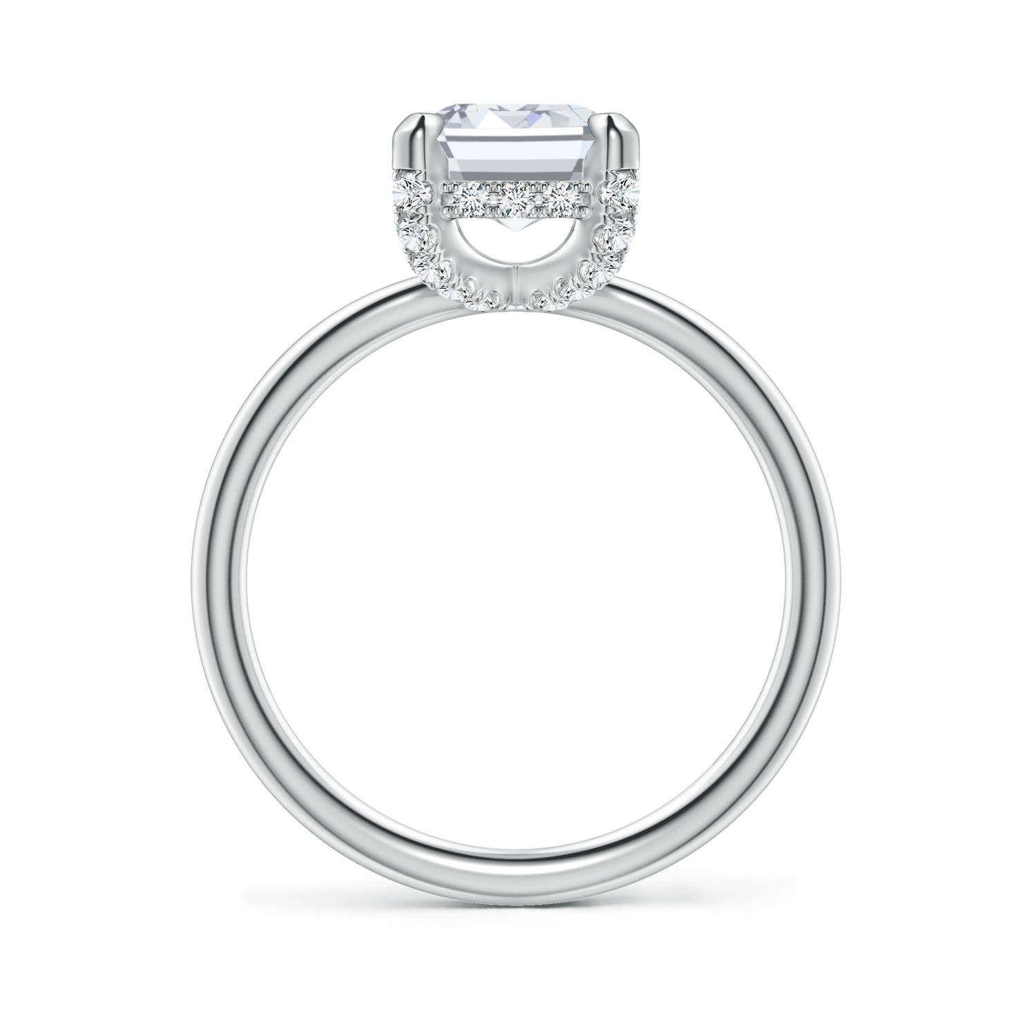 9x7mm FGVS Emerald-Cut Lab-Grown Diamond Engagement Ring with Hidden Halo in 18K White Gold