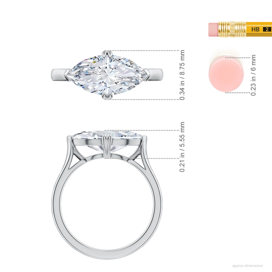 14x7mm FGVS East-West Marquise Lab-Grown Diamond Solitaire Engagement Ring in White Gold ruler