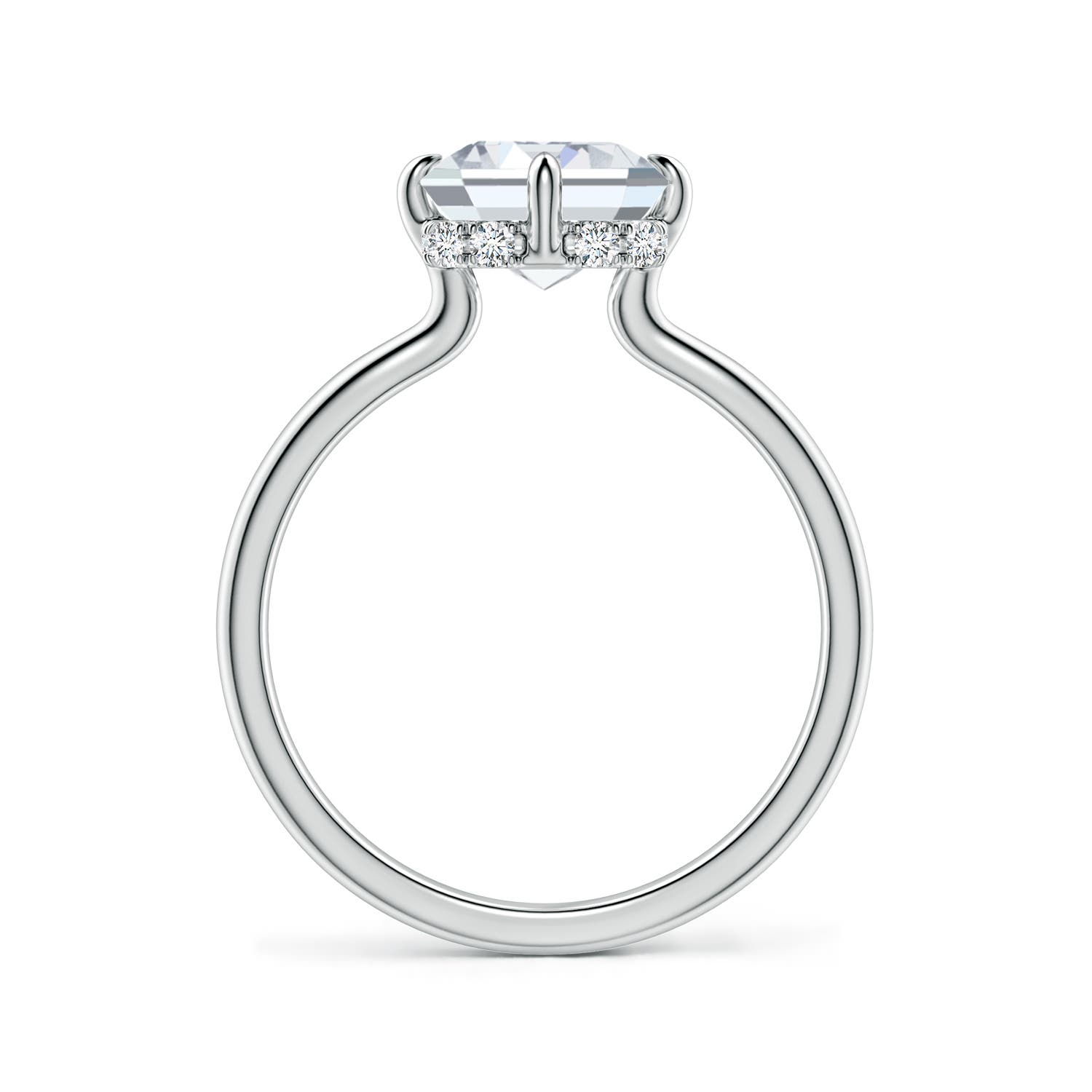 10.5x7.5mm FGVS Solitaire Emerald-Cut Lab-Grown Diamond Engagement Ring with Hidden Halo in White Gold