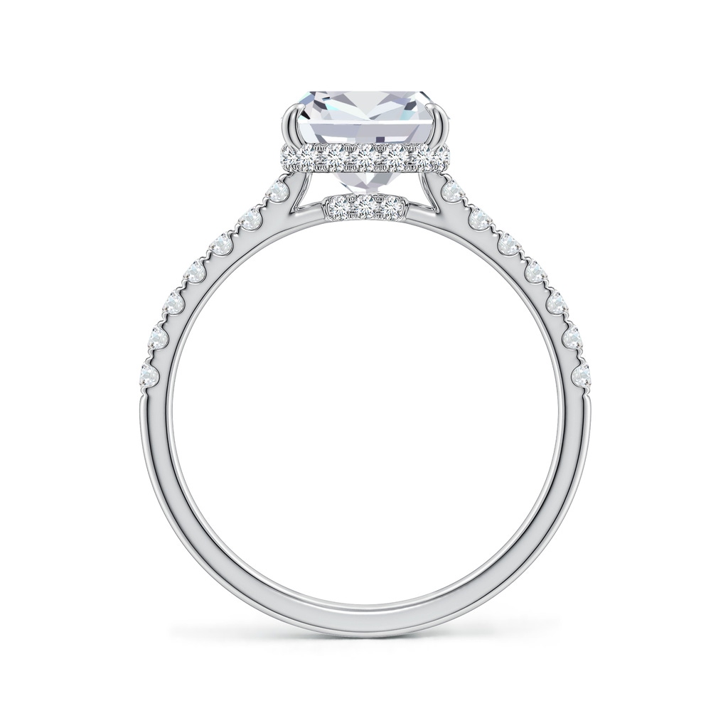 7.5mm FGVS Cushion Lab-Grown Diamond Double Hidden Halo Engagement Ring in White Gold - side 199