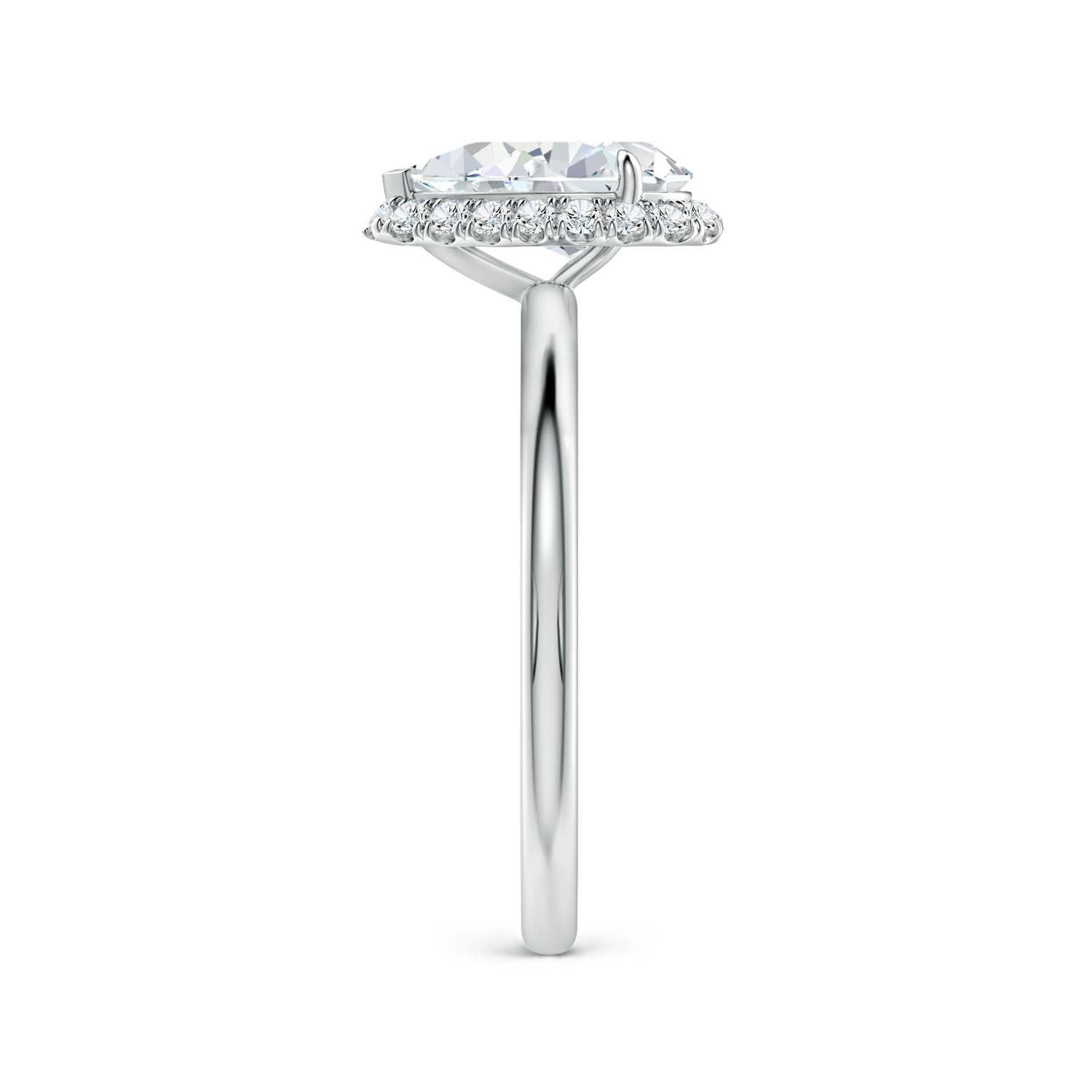 9x5.5mm FGVS Pear Lab-Grown Diamond Engagement Ring with Angled Halo in White Gold - side 5