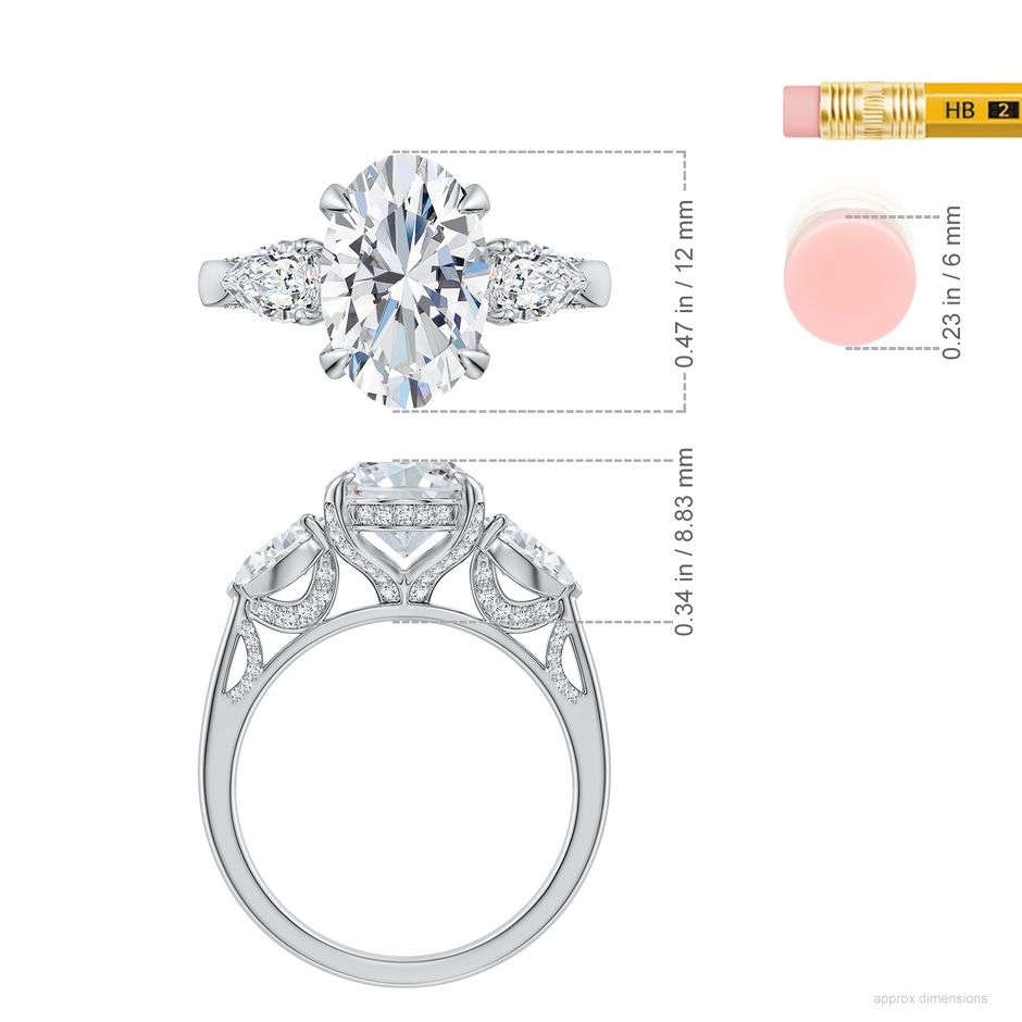 12x8mm FGVS Oval and Sideways Pear Lab-Grown Diamond Three-Stone Engagement Ring in White Gold ruler