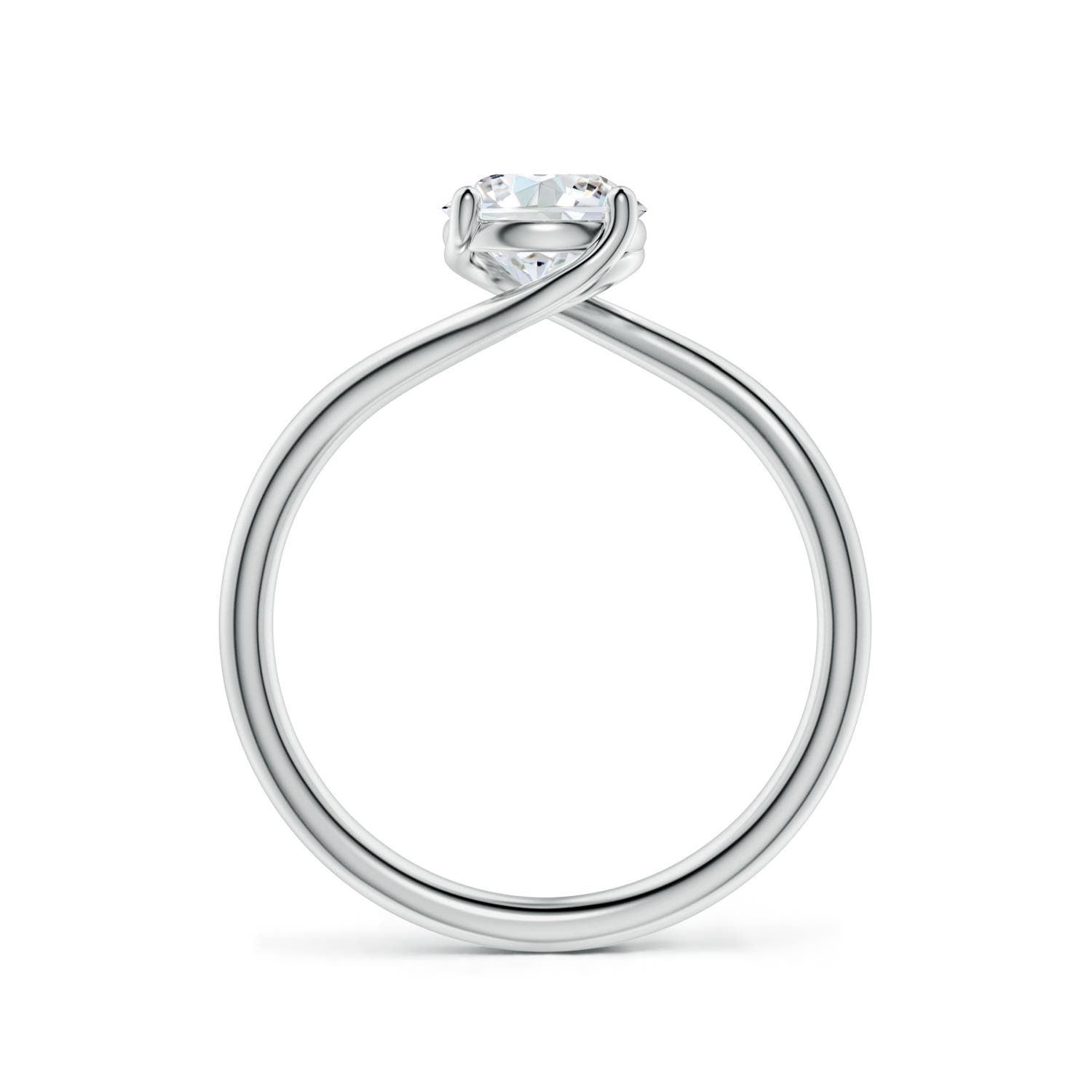 6.4mm FGVS Entwined Vine Round Lab-Grown Diamond Solitaire Engagement Ring in 18K White Gold