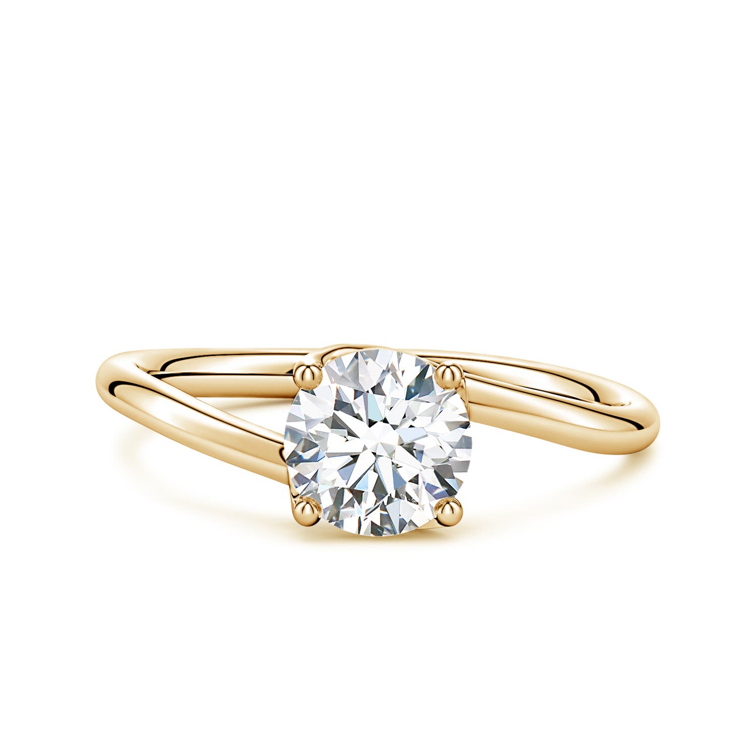 6.4mm FGVS Entwined Vine Round Lab-Grown Diamond Solitaire Engagement Ring in Yellow Gold