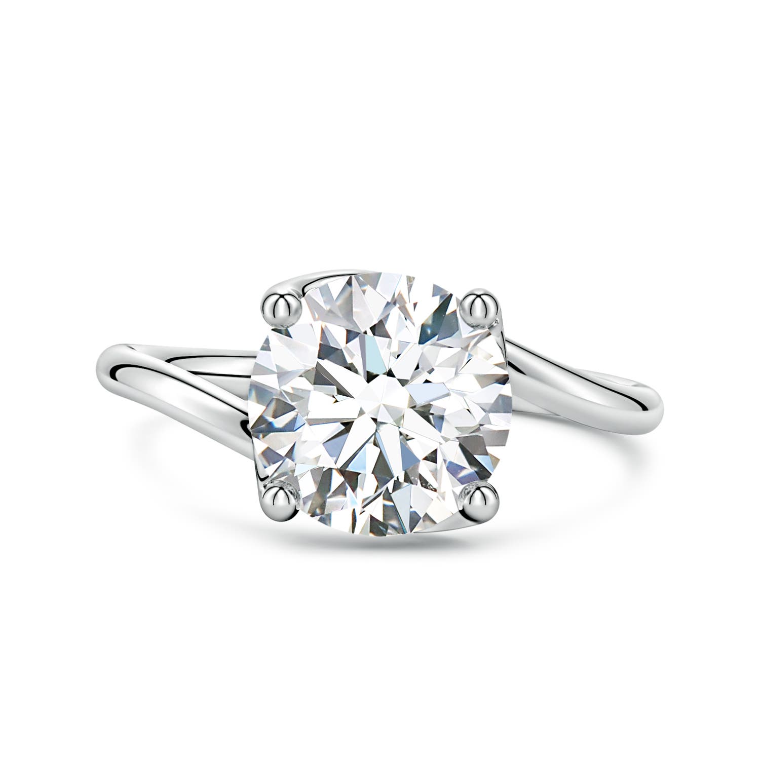 8.9mm FGVS Entwined Vine Round Lab-Grown Diamond Solitaire Engagement Ring in 18K White Gold