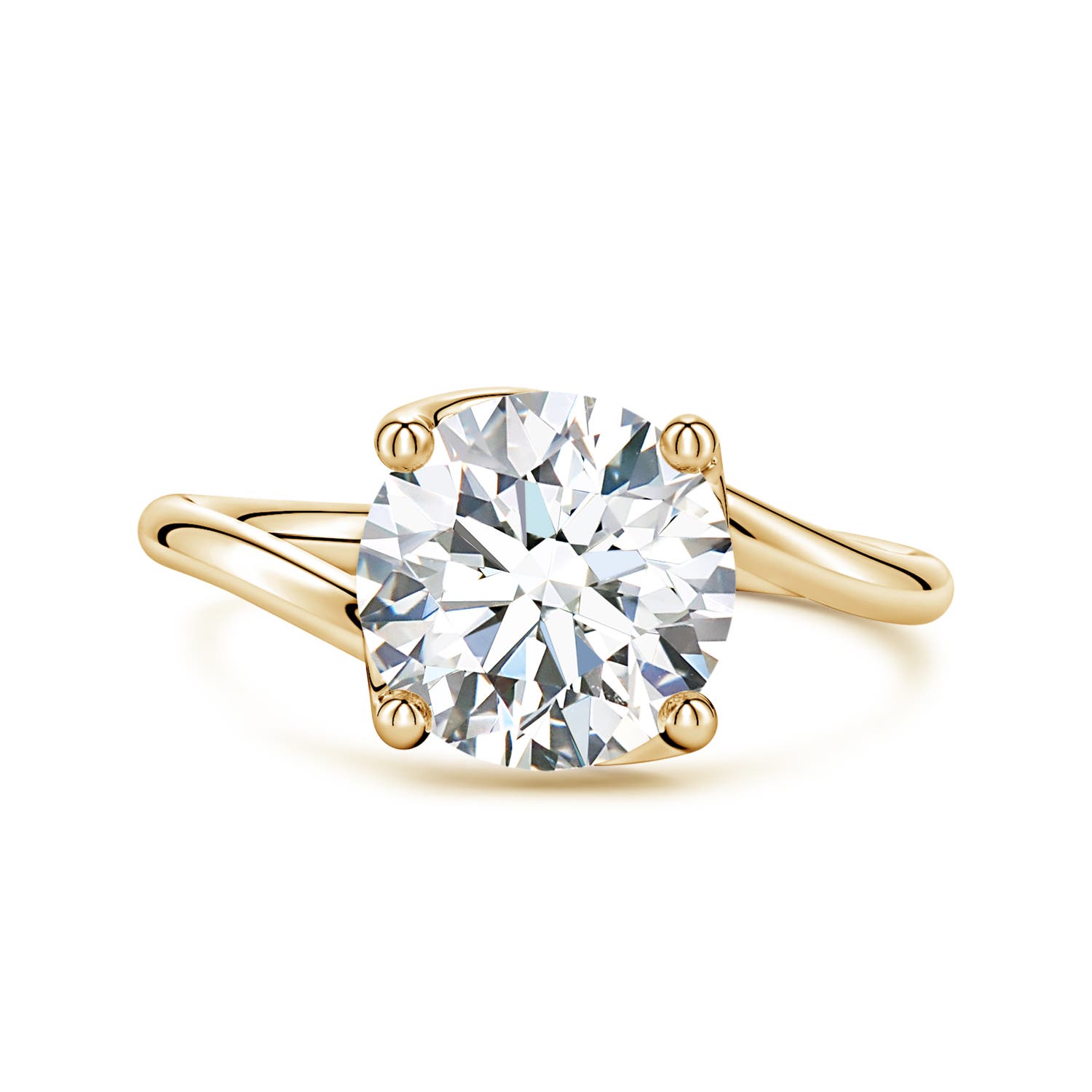 8.9mm FGVS Entwined Vine Round Lab-Grown Diamond Solitaire Engagement Ring in 18K Yellow Gold