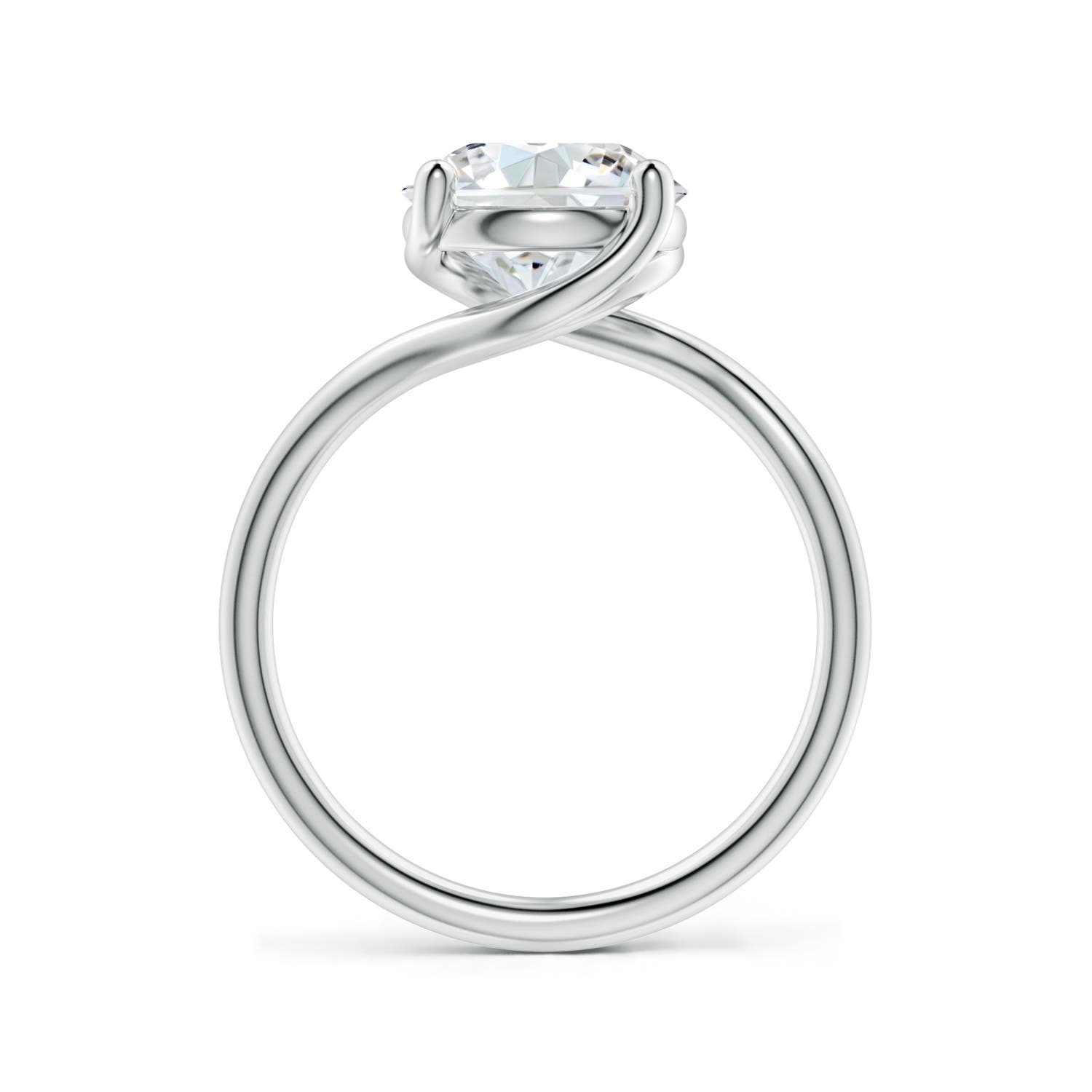 8.9mm FGVS Entwined Vine Round Lab-Grown Diamond Solitaire Engagement Ring in White Gold - side 4