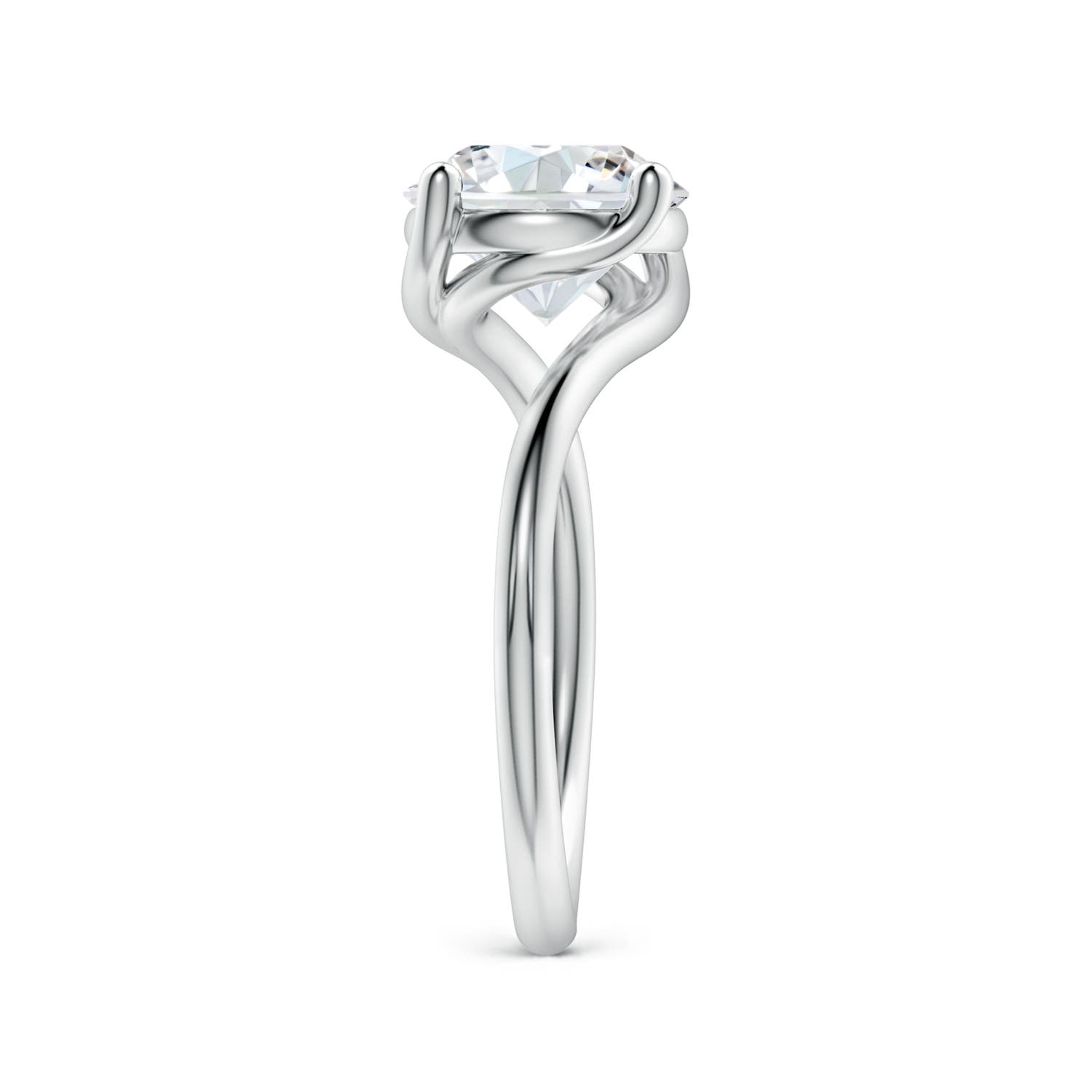 8.9mm FGVS Entwined Vine Round Lab-Grown Diamond Solitaire Engagement Ring in White Gold - side 5