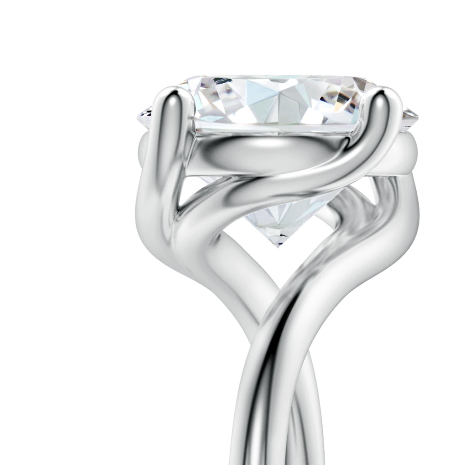 8.9mm FGVS Entwined Vine Round Lab-Grown Diamond Solitaire Engagement Ring in White Gold - side 6