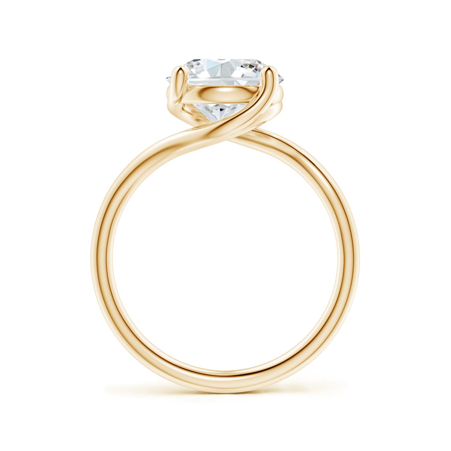 8.9mm FGVS Entwined Vine Round Lab-Grown Diamond Solitaire Engagement Ring in Yellow Gold