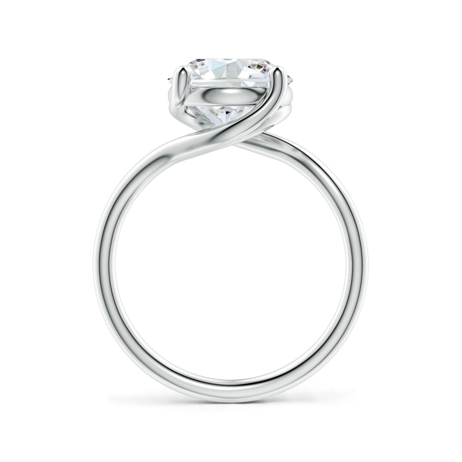 9.2mm FGVS Entwined Vine Round Lab-Grown Diamond Solitaire Engagement Ring in 18K White Gold