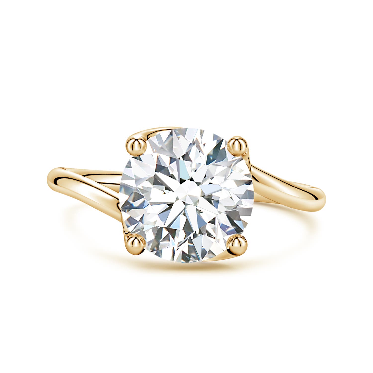 9.2mm FGVS Entwined Vine Round Lab-Grown Diamond Solitaire Engagement Ring in Yellow Gold