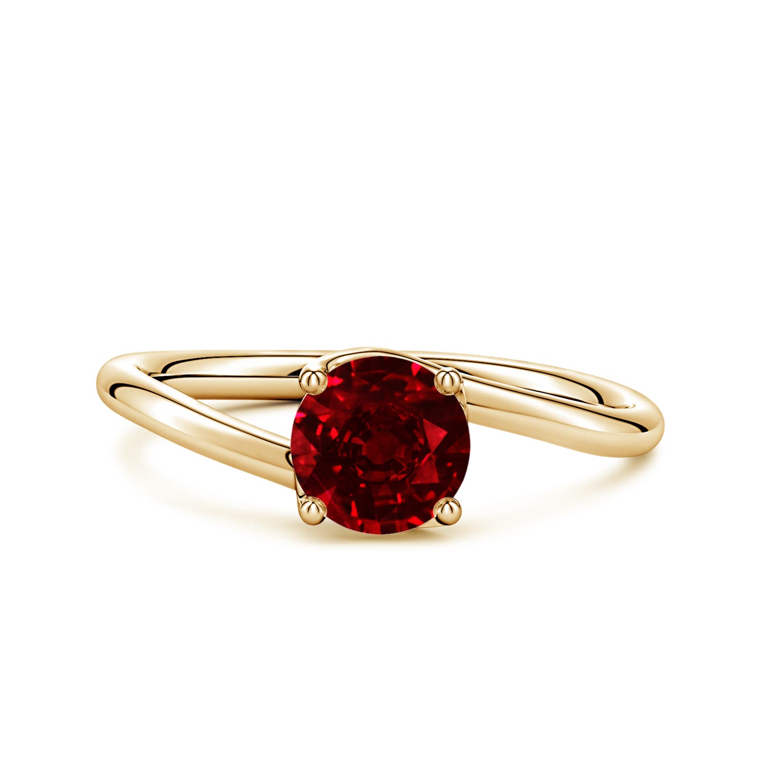 6mm Labgrown Entwined Vine Round Lab-Grown Ruby Solitaire Engagement Ring in 18K Yellow Gold