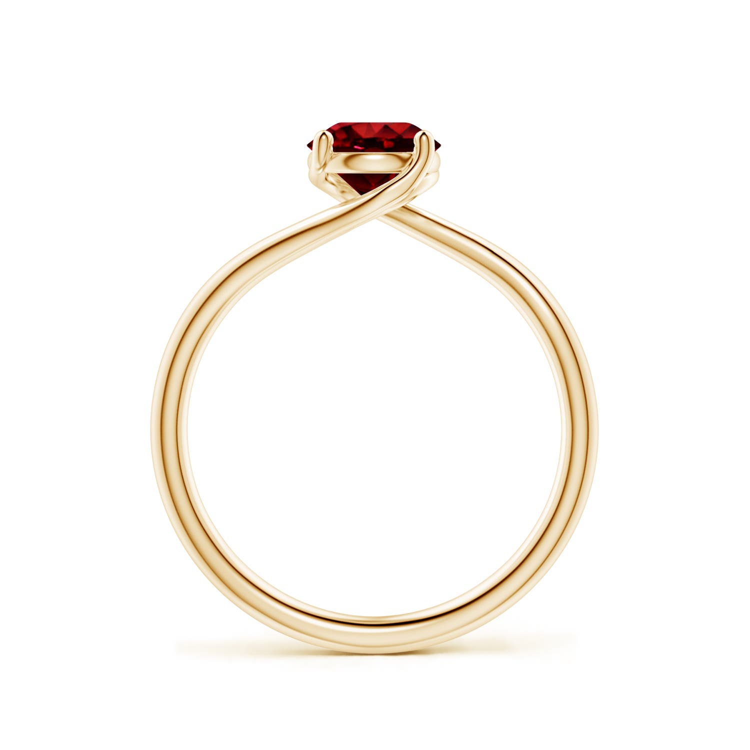 6mm Labgrown Entwined Vine Round Lab-Grown Ruby Solitaire Engagement Ring in 18K Yellow Gold