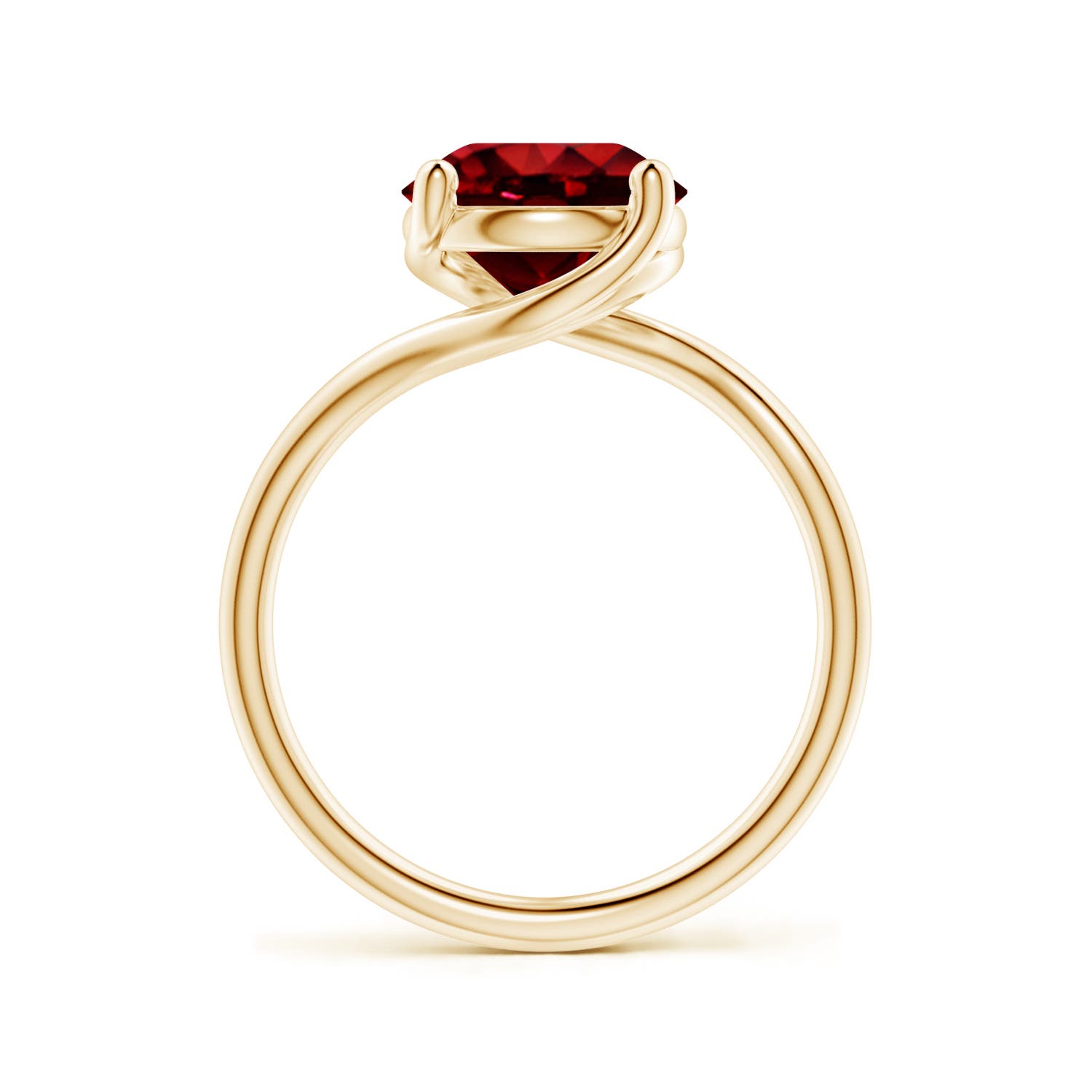 9mm Labgrown Entwined Vine Round Lab-Grown Ruby Solitaire Engagement Ring in 18K Yellow Gold