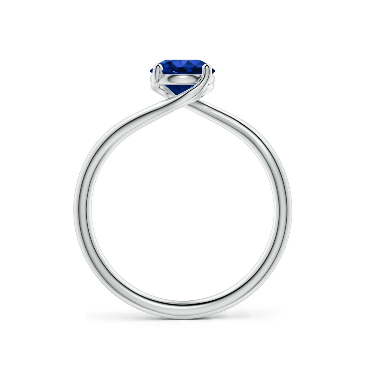 6mm Labgrown Entwined Vine Round Lab-Grown Blue Sapphire Solitaire Engagement Ring in 18K White Gold