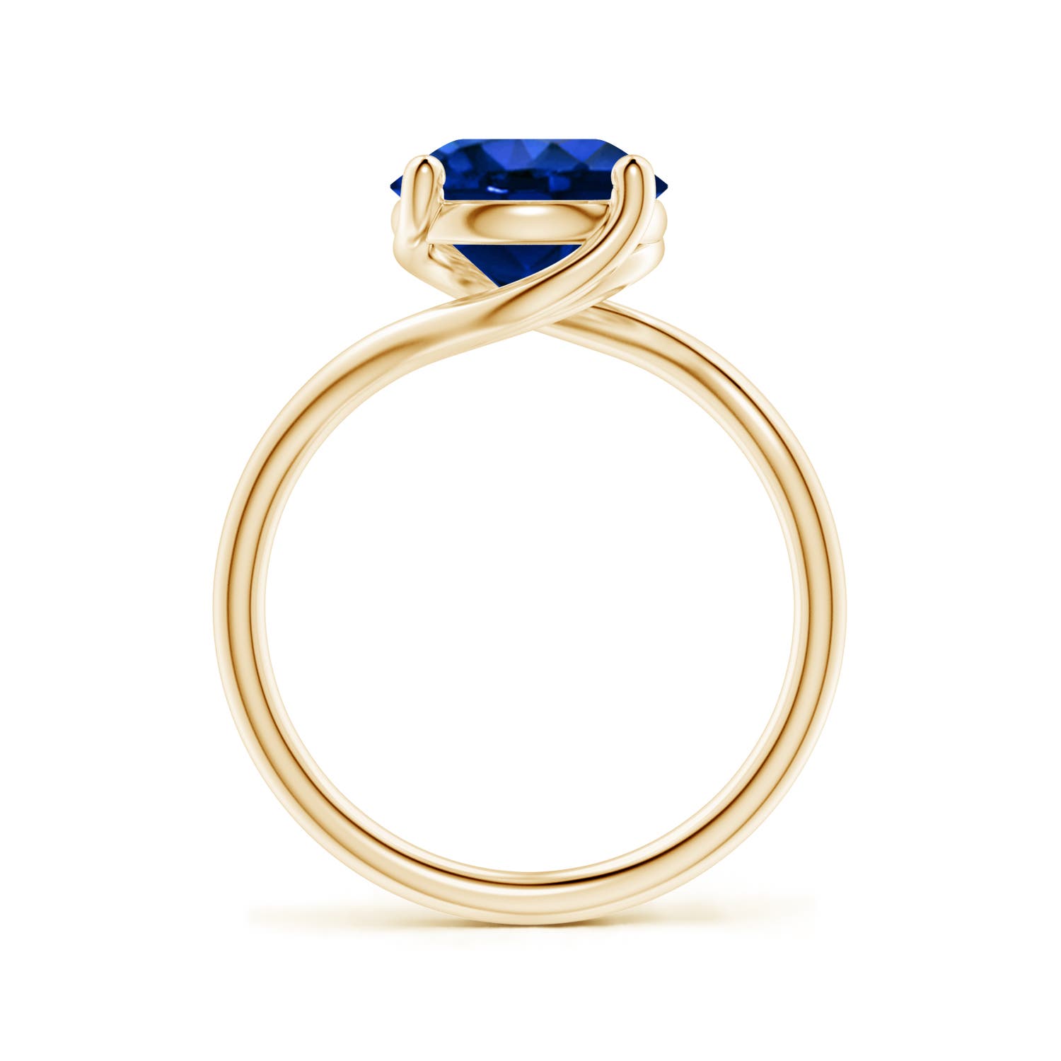 9mm Labgrown Entwined Vine Round Lab-Grown Blue Sapphire Solitaire Engagement Ring in 18K Yellow Gold