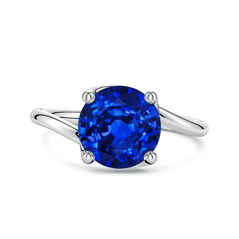Entwined Vine Round Lab-Grown Blue Sapphire Solitaire
