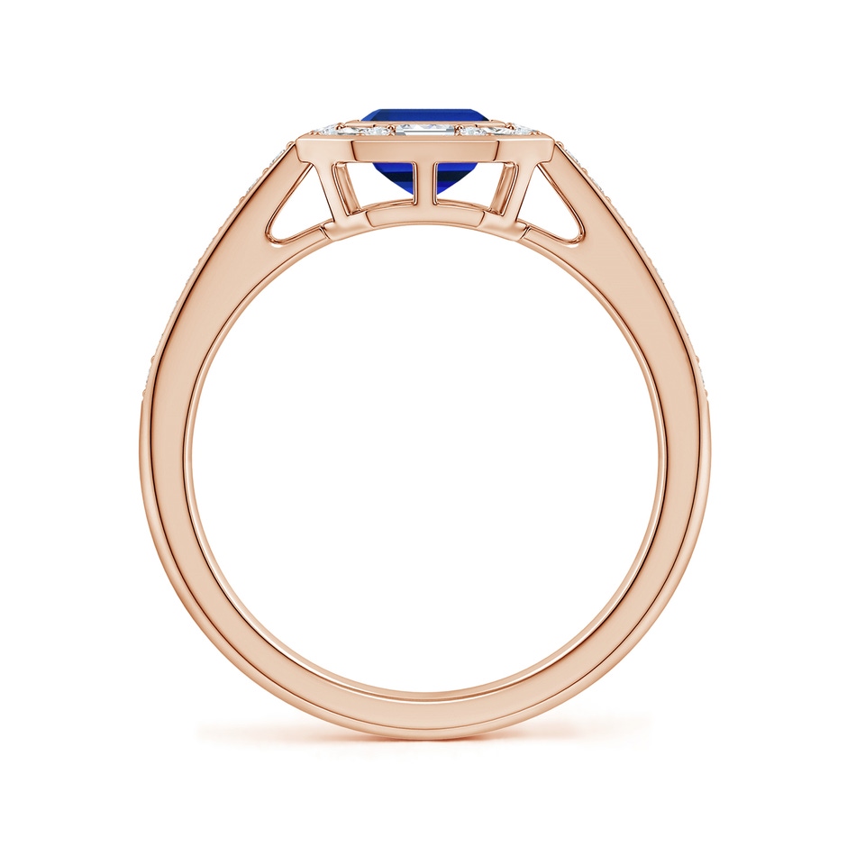 7x5mm Labgrown Art Deco Style Emerald-Cut Lab-Grown Blue Sapphire Multi-Shape Halo Engagement Ring in Rose Gold side 199