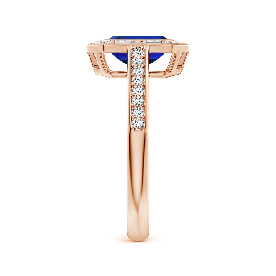 7x5mm Labgrown Art Deco Style Emerald-Cut Lab-Grown Blue Sapphire Multi-Shape Halo Engagement Ring in Rose Gold side 299
