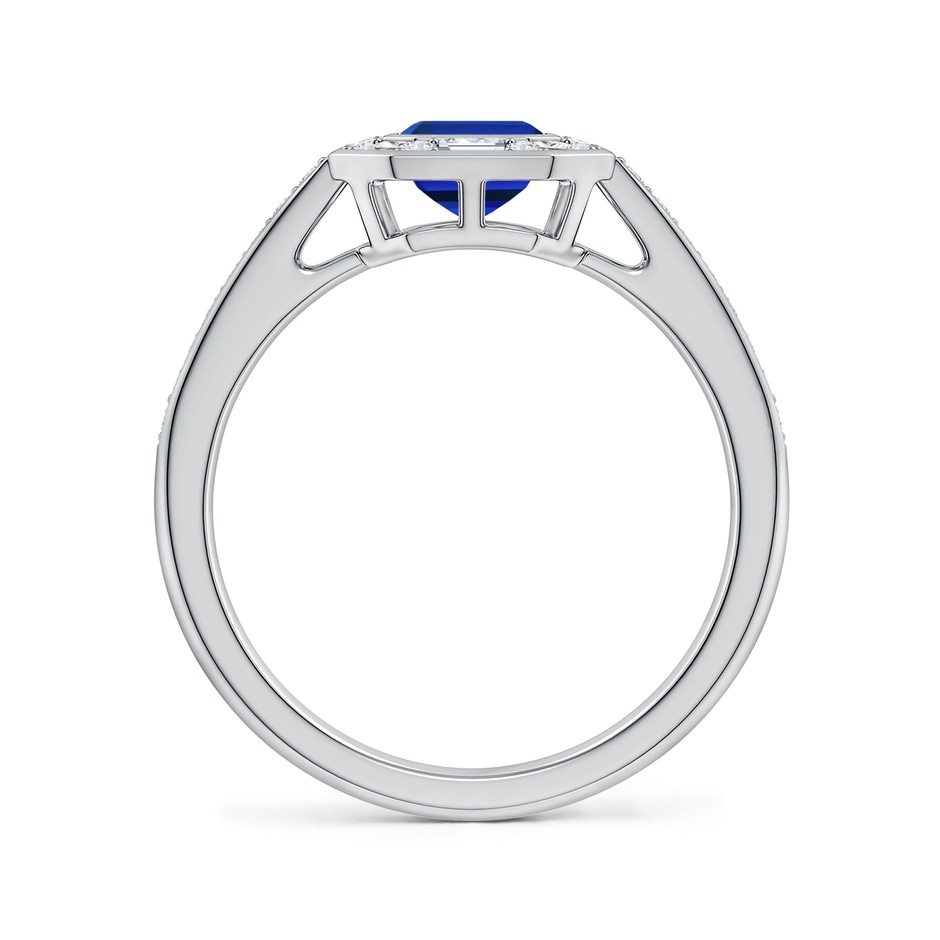 7x5mm Labgrown Art Deco Style Emerald-Cut Lab-Grown Blue Sapphire Multi-Shape Halo Engagement Ring in White Gold side 199