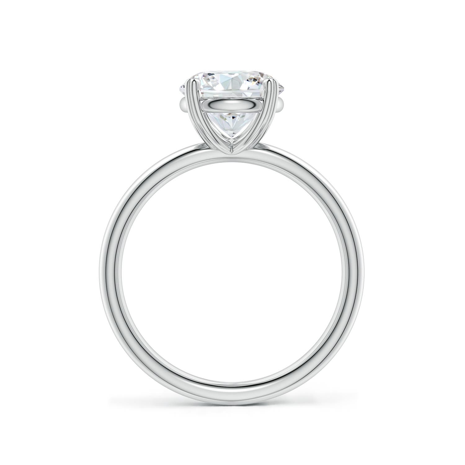 6.4mm FGVS Round Lab-Grown Diamond Solitaire Engagement Ring with Heart-Shaped Prongs in White Gold