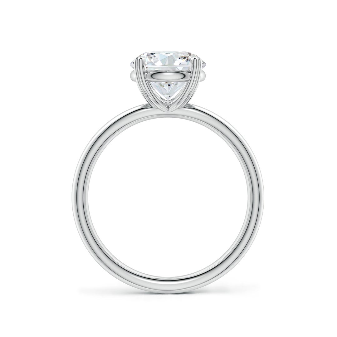 6.4mm FGVS Round Lab-Grown Diamond Solitaire Engagement Ring with Heart-Shaped Prongs in White Gold - side 3