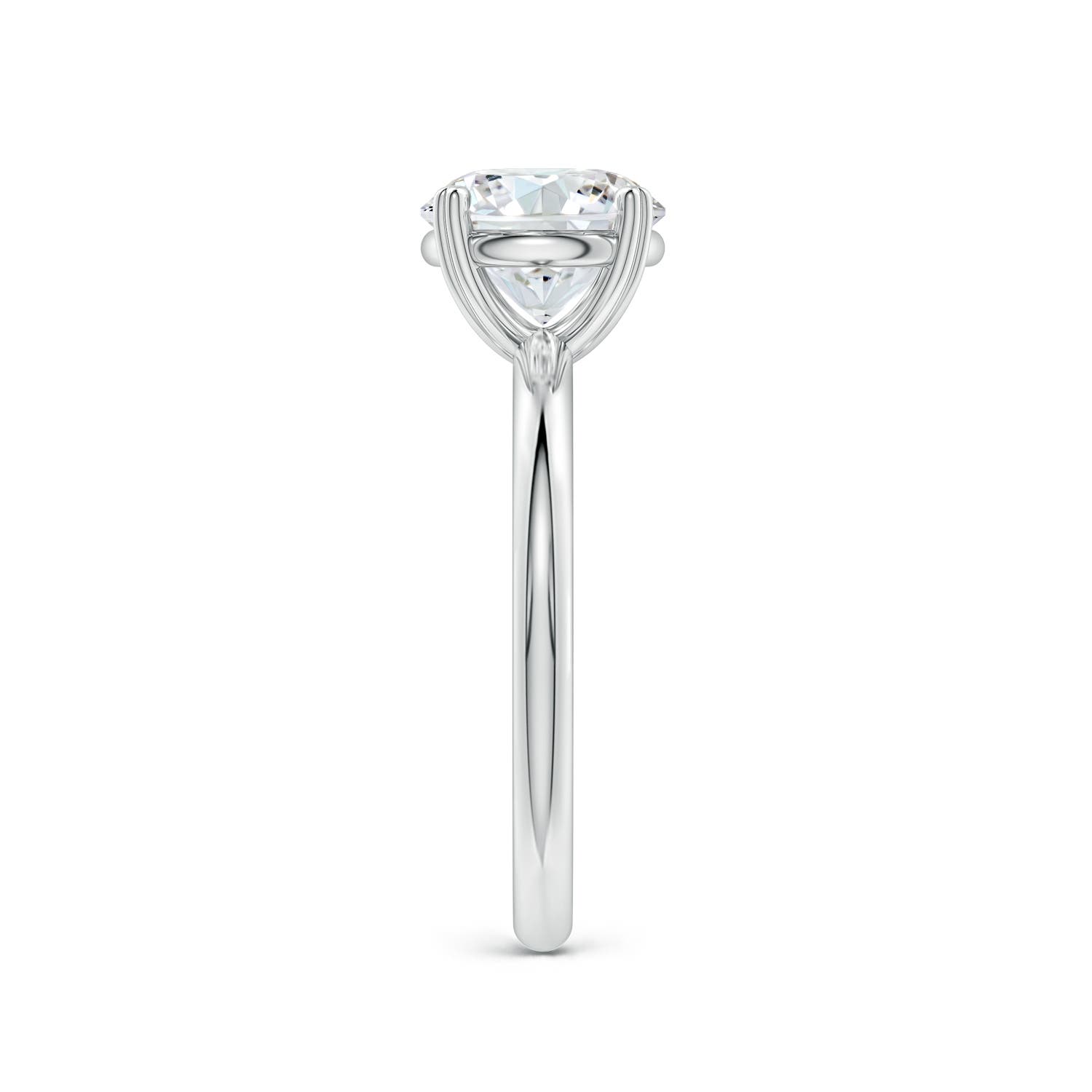 6.4mm FGVS Round Lab-Grown Diamond Solitaire Engagement Ring with Heart-Shaped Prongs in White Gold - side 4