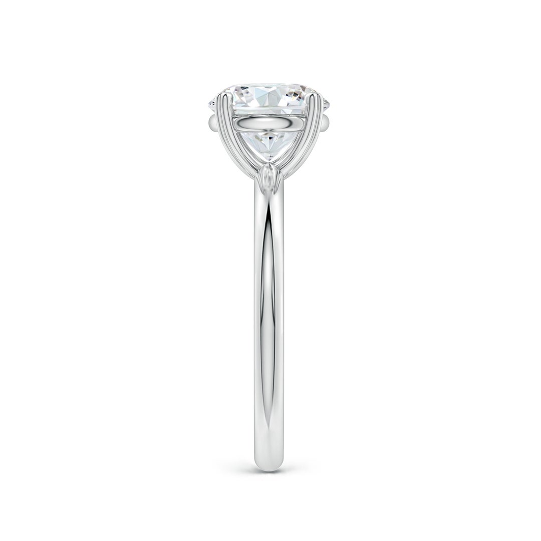 6.4mm FGVS Round Lab-Grown Diamond Solitaire Engagement Ring with Heart-Shaped Prongs in White Gold - side 4