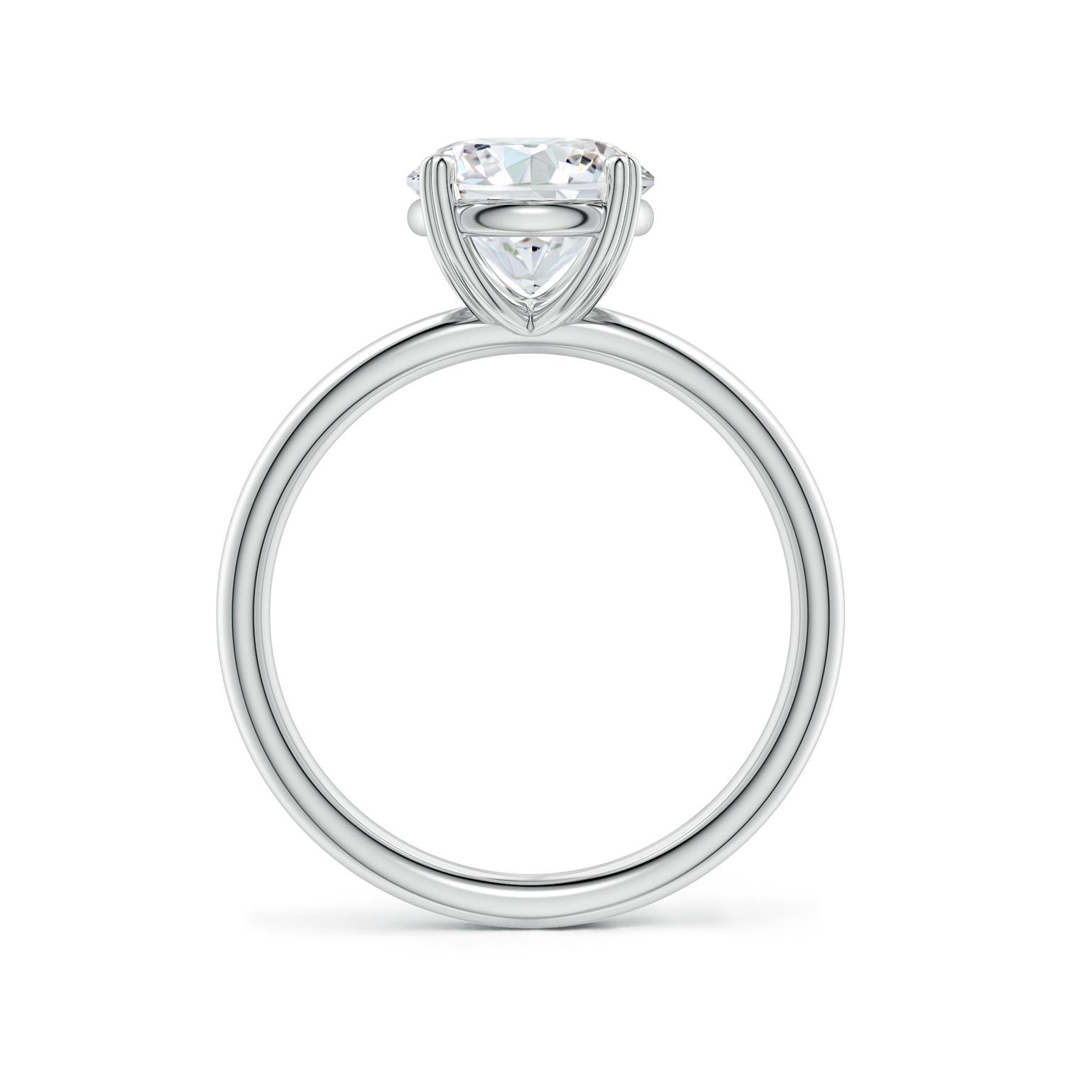 8mm FGVS Round Lab-Grown Diamond Solitaire Engagement Ring with Heart-Shaped Prongs in White Gold