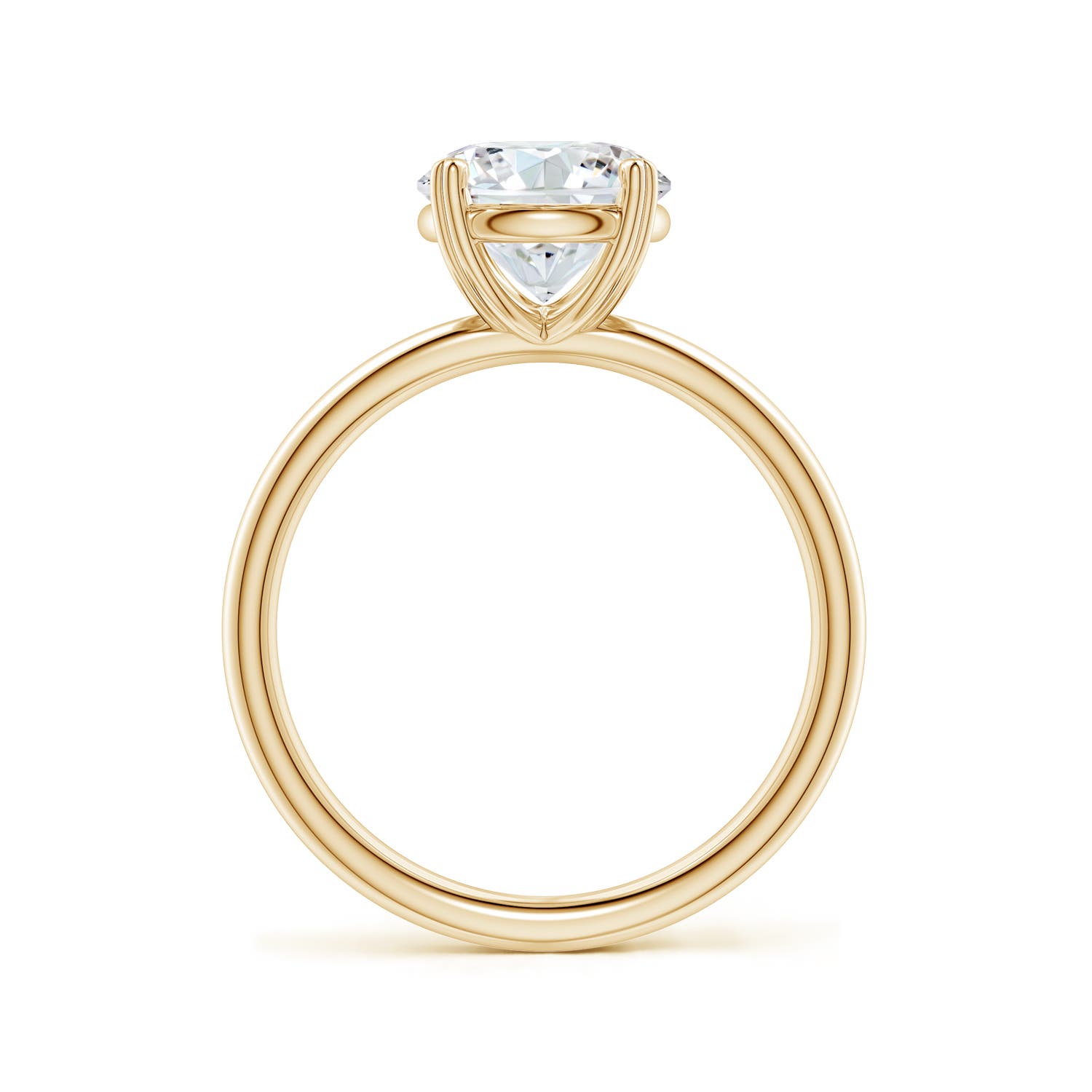 8mm FGVS Round Lab-Grown Diamond Solitaire Engagement Ring with Heart-Shaped Prongs in Yellow Gold