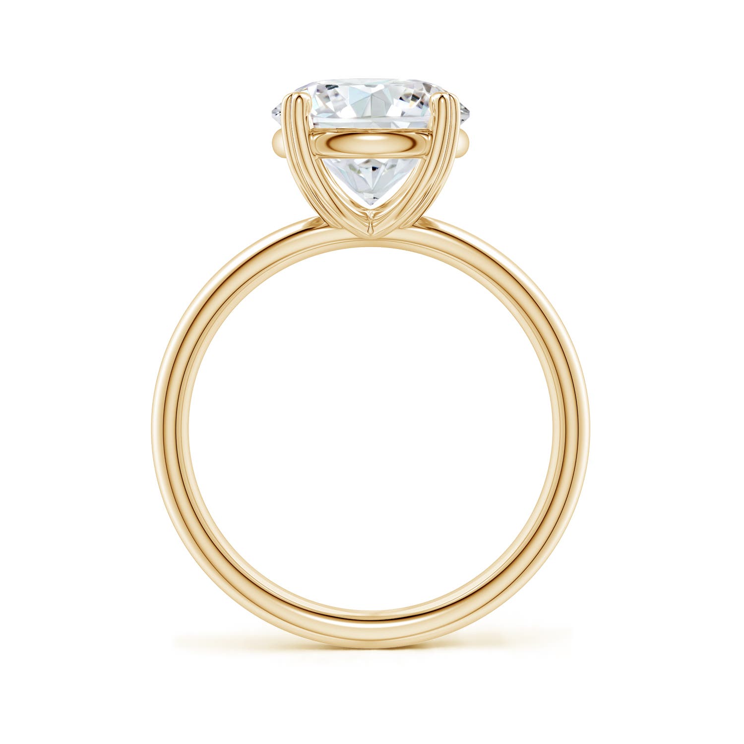 9.2mm FGVS Round Lab-Grown Diamond Solitaire Engagement Ring with Heart-Shaped Prongs in Yellow Gold